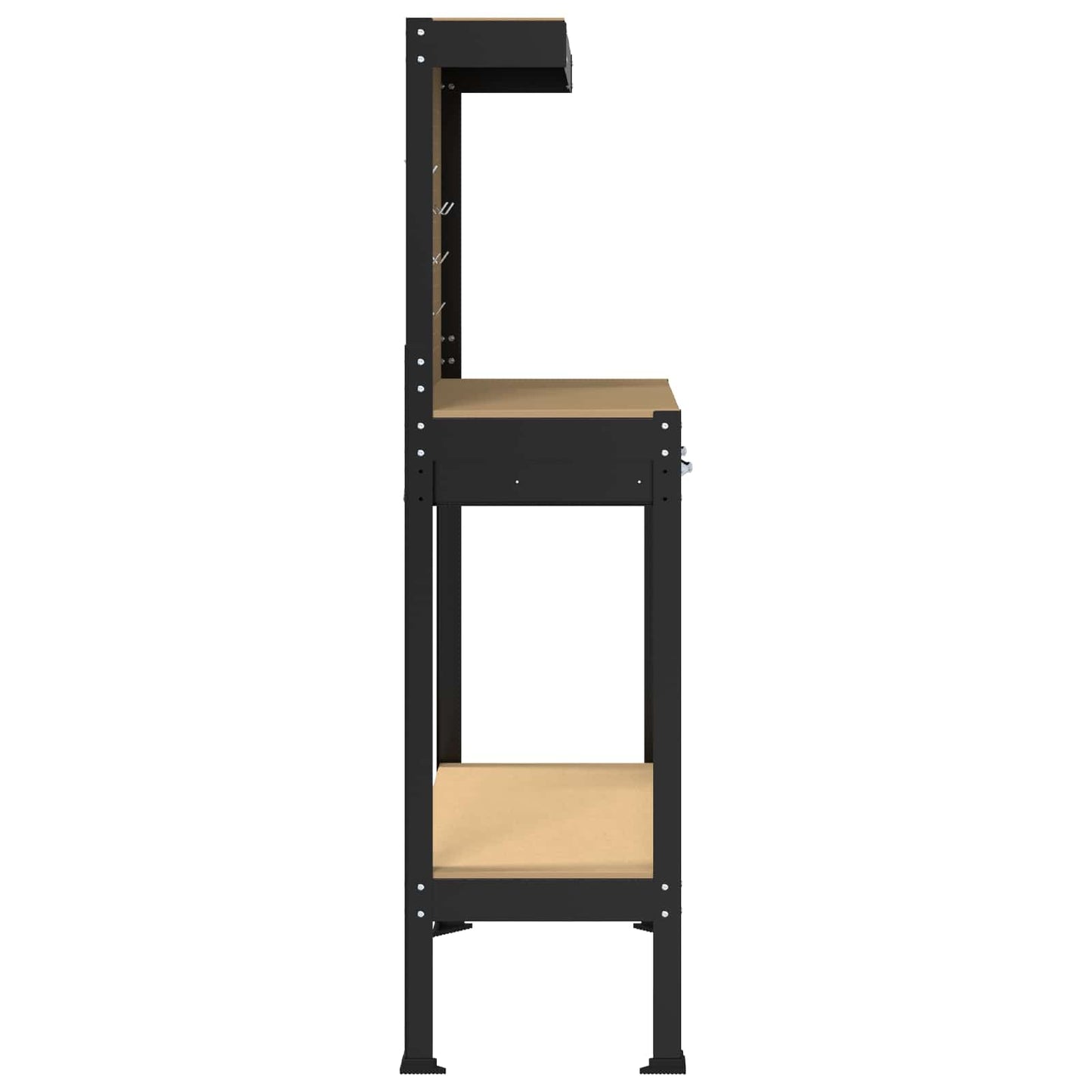 Werkbank Schwarz 81 x 41 x 145 cm Sperrholz und Metall
