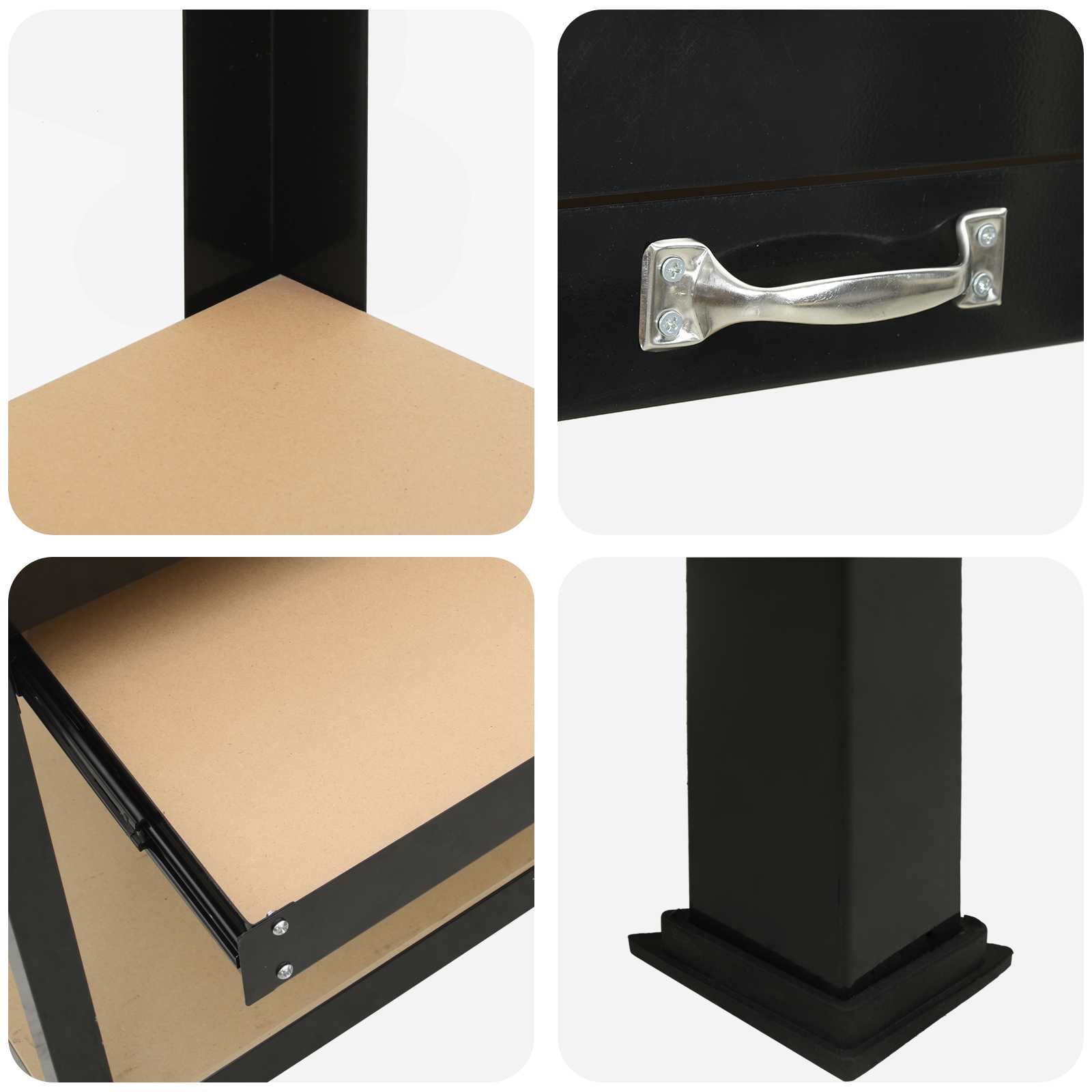 Werkbank mit Regal Schwarz 80 x 40 x 91 cm Sperrholz und Metall