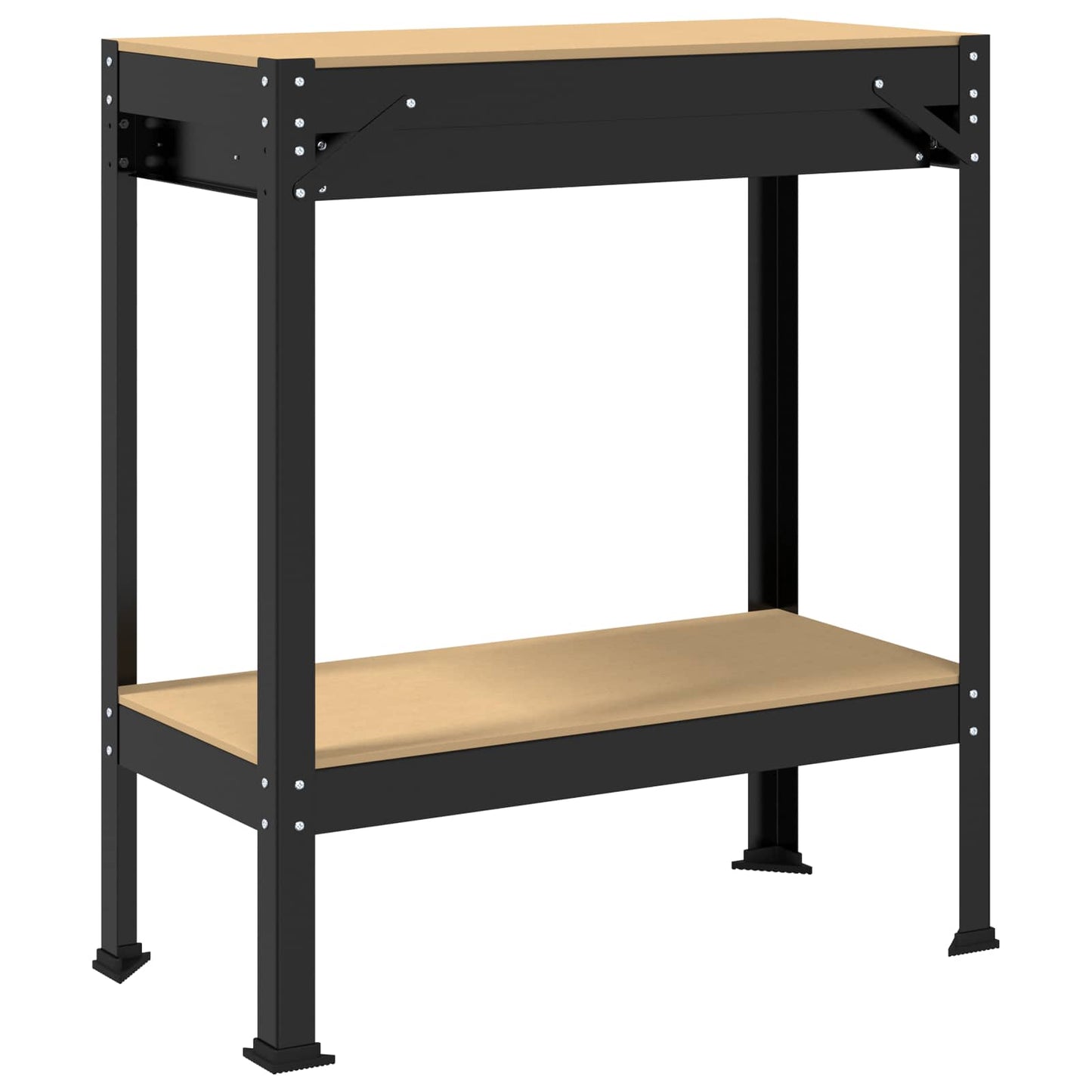 Werkbank mit Regal Schwarz 80 x 40 x 91 cm Sperrholz und Metall