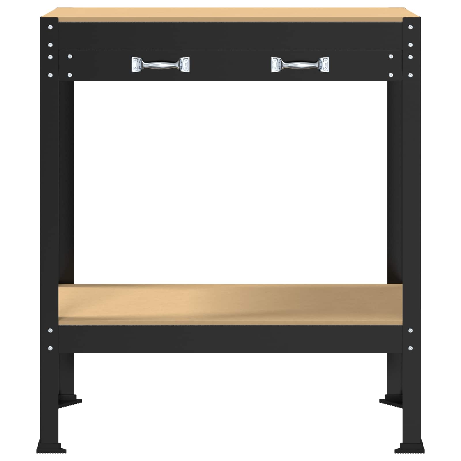 Werkbank mit Regal Schwarz 80 x 40 x 91 cm Sperrholz und Metall