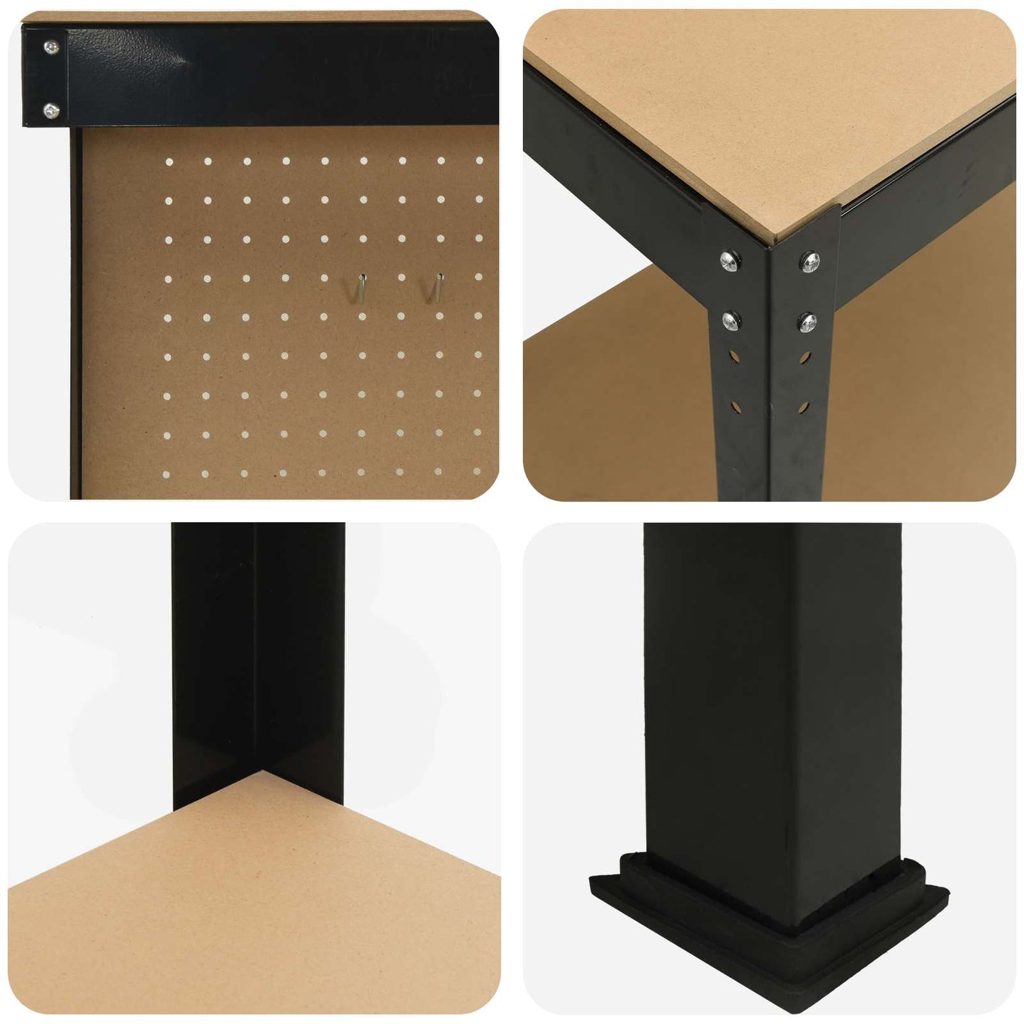 Werkbank Schwarz 81 x 41 x 145 cm Sperrholz und Metall