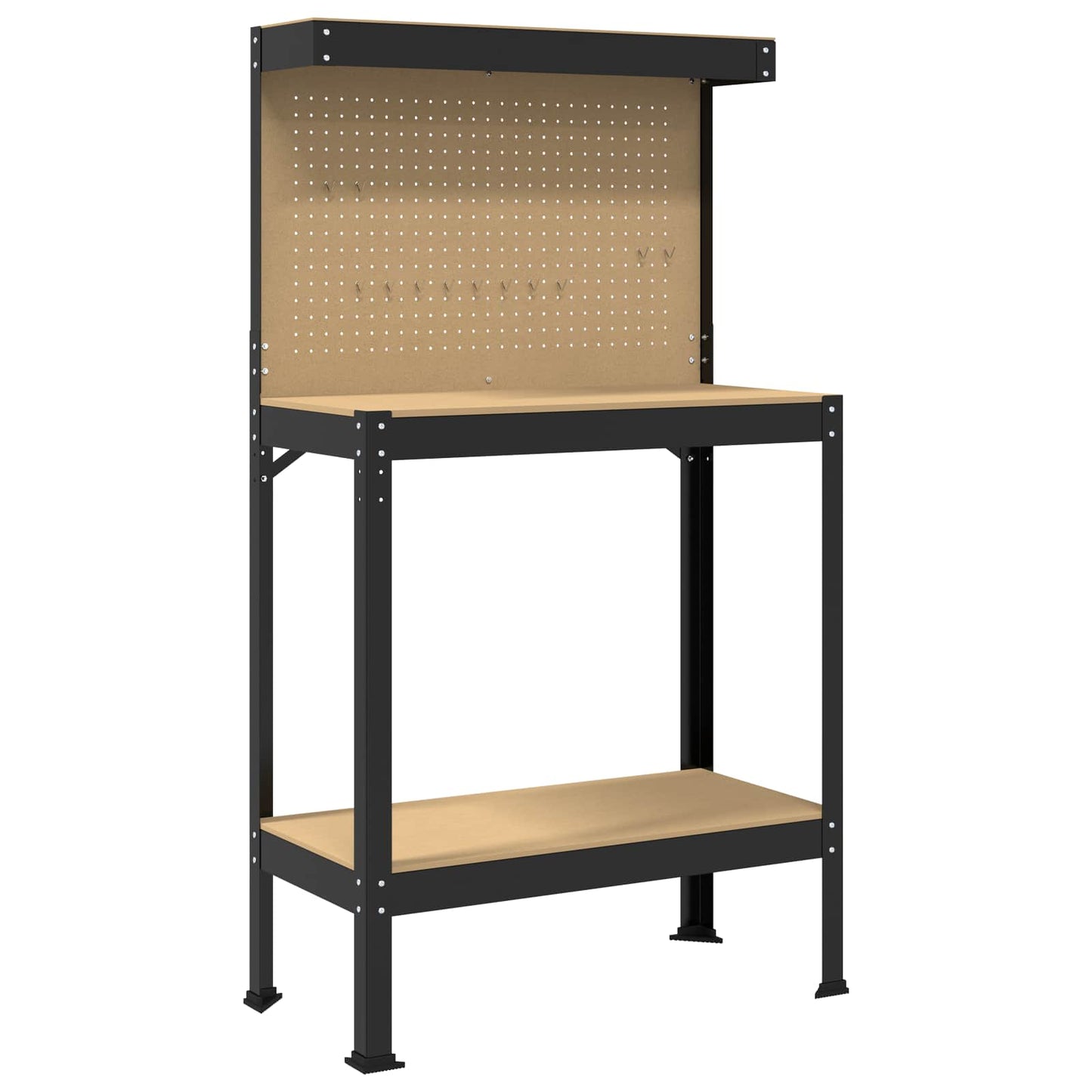 Werkbank Schwarz 81 x 41 x 145 cm Sperrholz und Metall