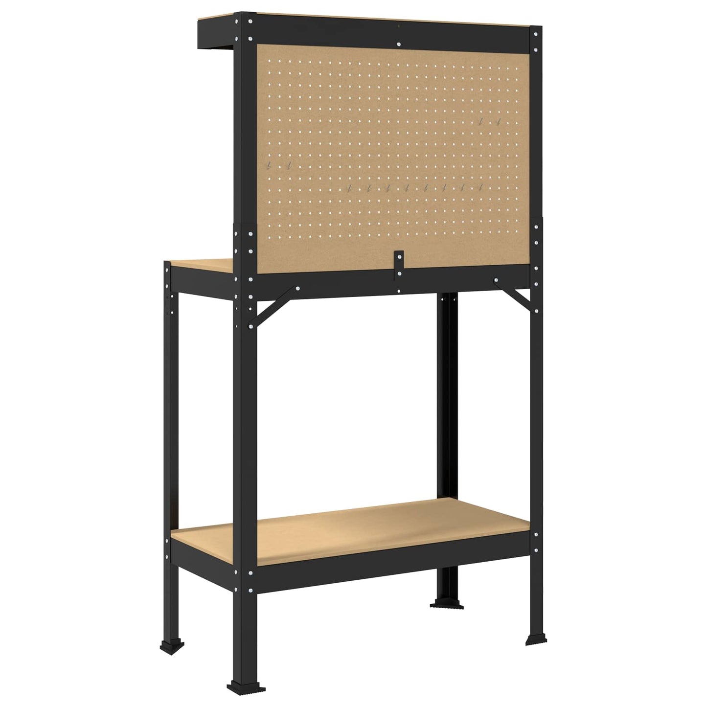 Werkbank Schwarz 81 x 41 x 145 cm Sperrholz und Metall