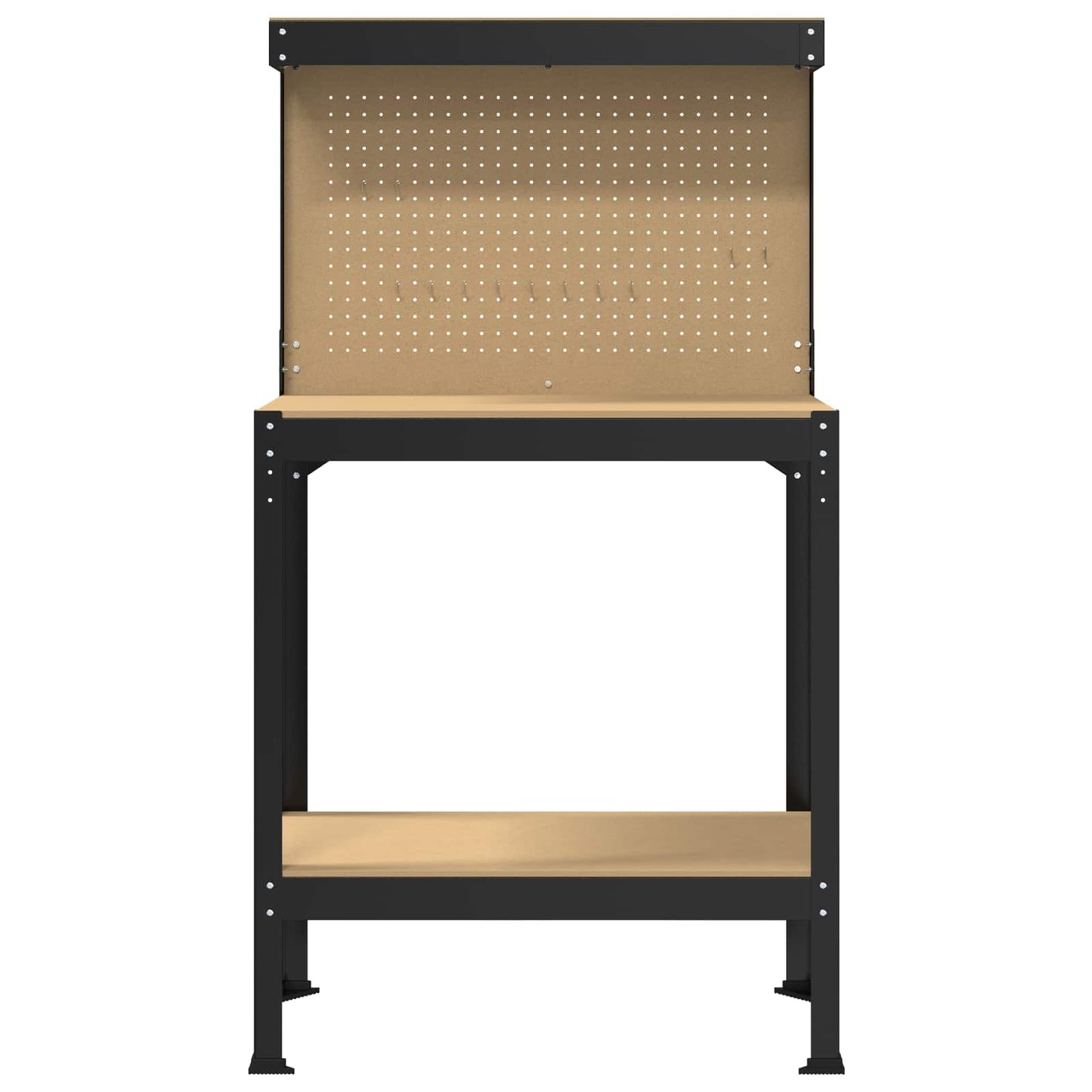 Werkbank Schwarz 81 x 41 x 145 cm Sperrholz und Metall