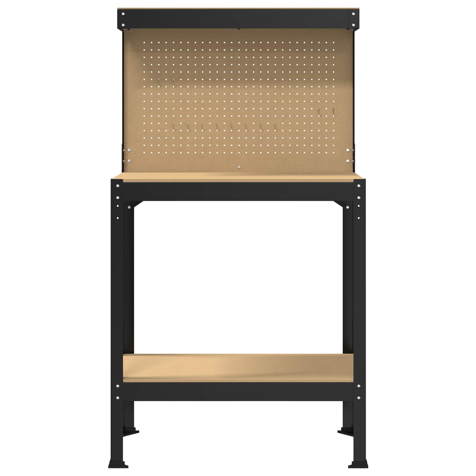 Werkbank Schwarz 81 x 41 x 145 cm Sperrholz und Metall