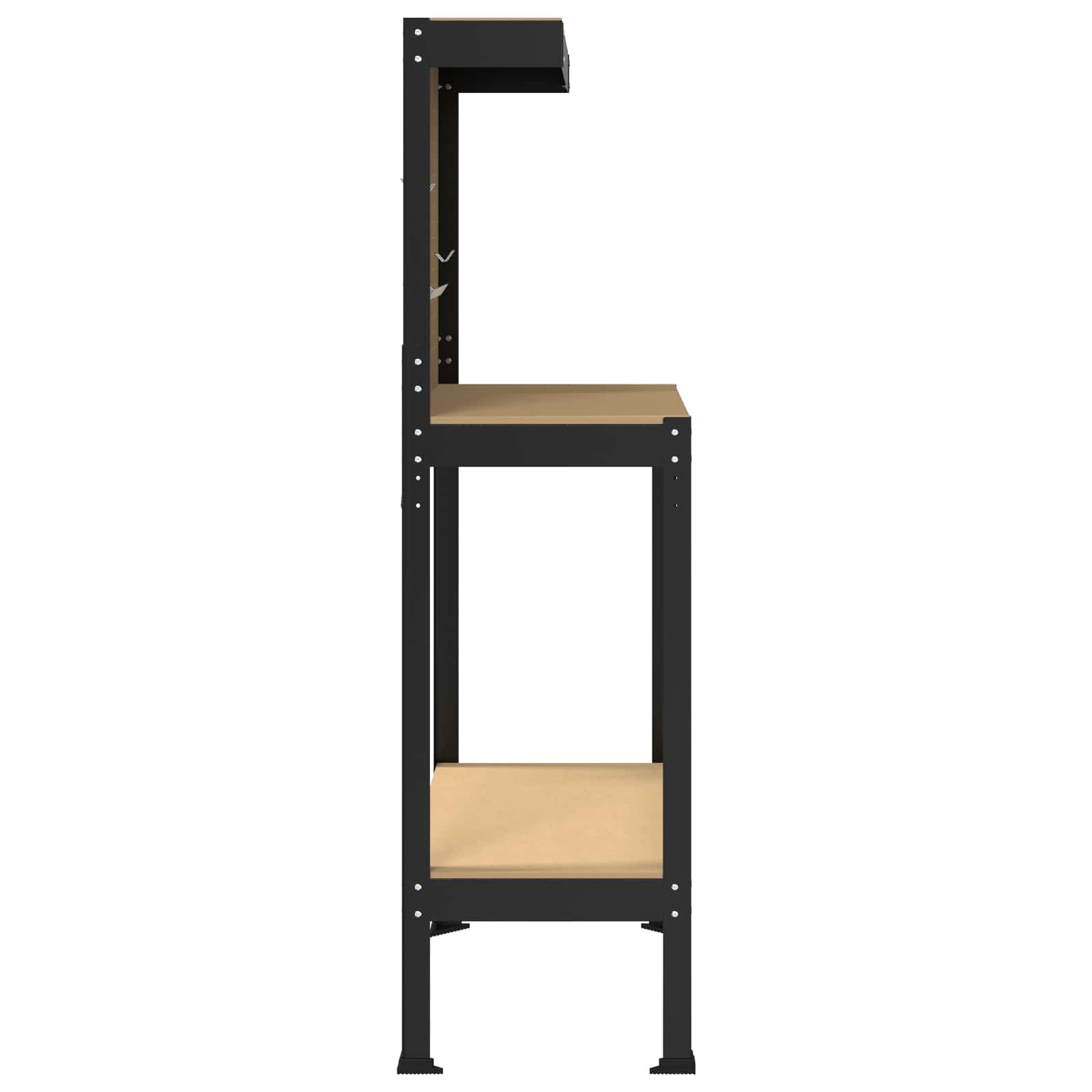 Werkbank Schwarz 81 x 41 x 145 cm Sperrholz und Metall