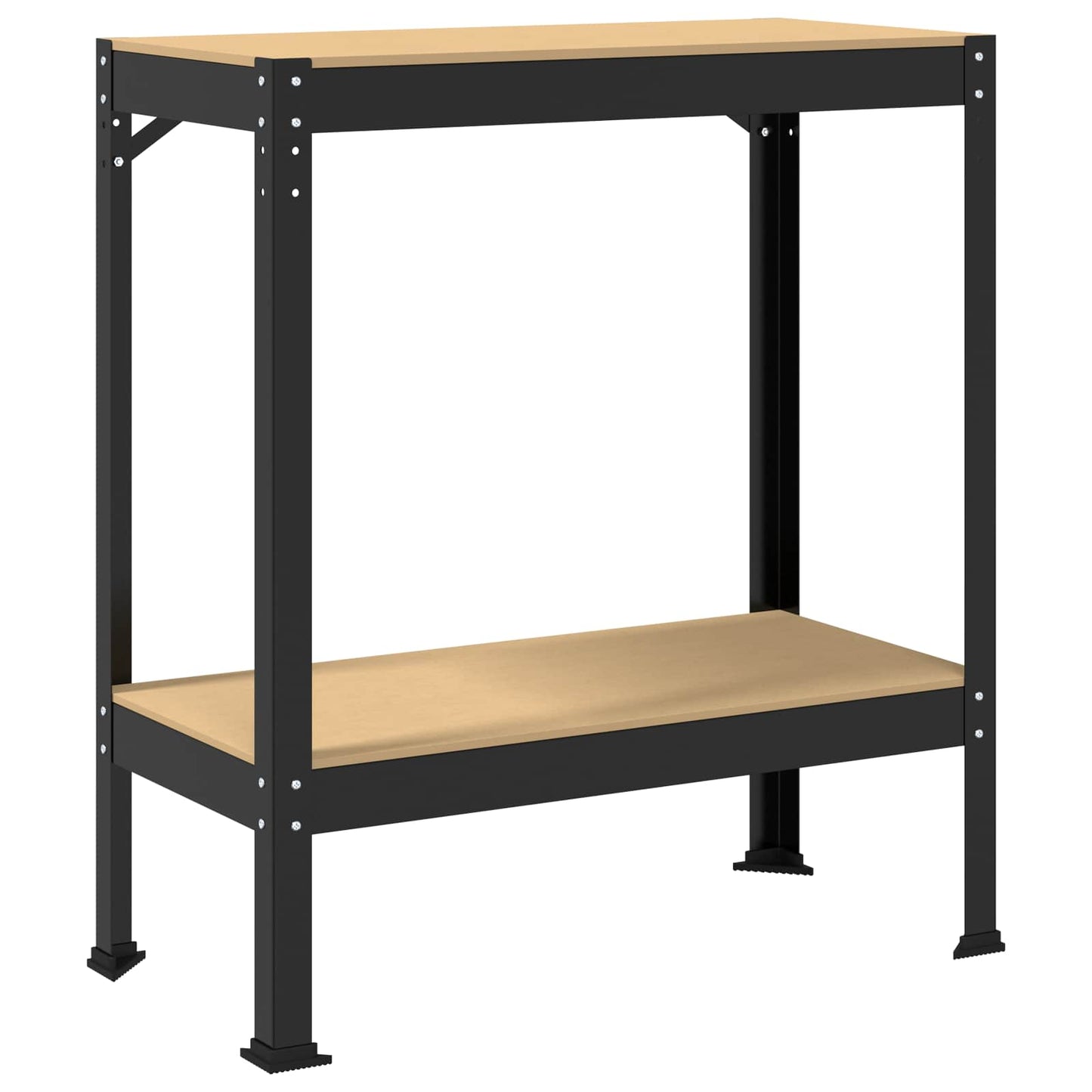 Werkbank mit Regal Schwarz 81 x 41 x 91 cm Sperrholz und Metall