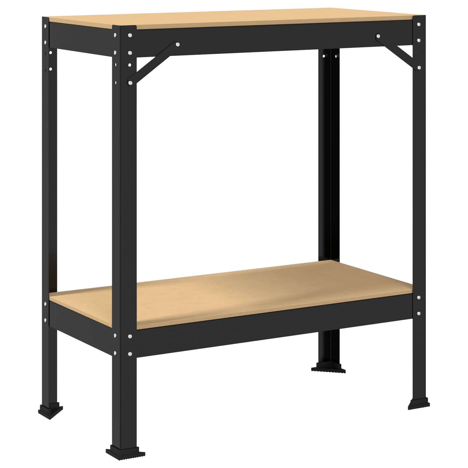 Werkbank mit Regal Schwarz 81 x 41 x 91 cm Sperrholz und Metall