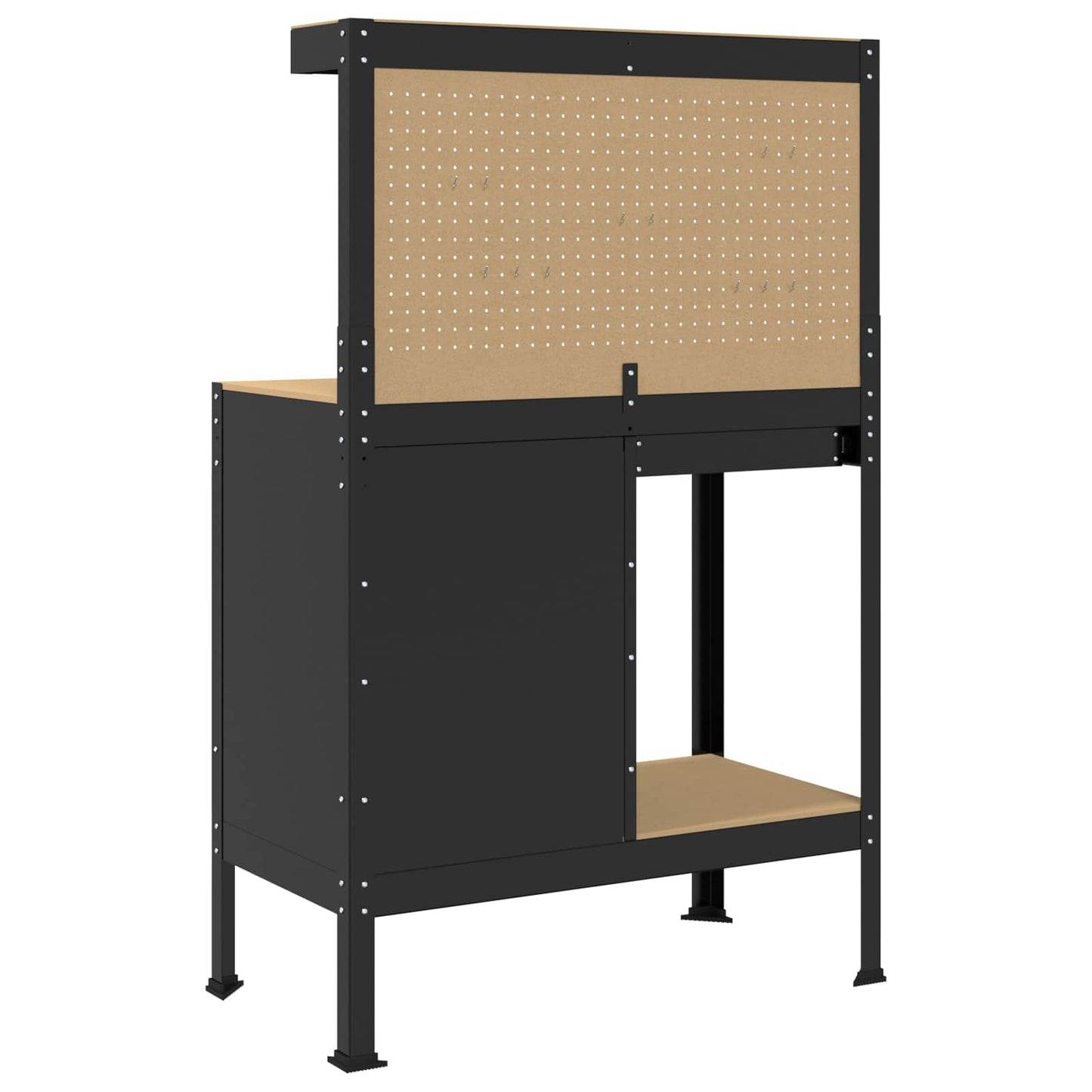 Werkbank Schwarz 90 x 49 x 141 cm Sperrholz und Metall