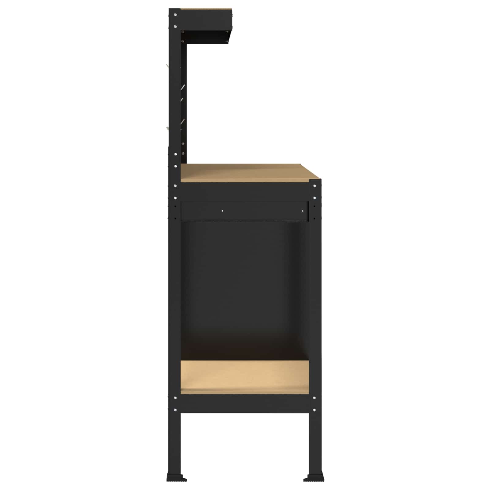 Werkbank Schwarz 90 x 49 x 141 cm Sperrholz und Metall