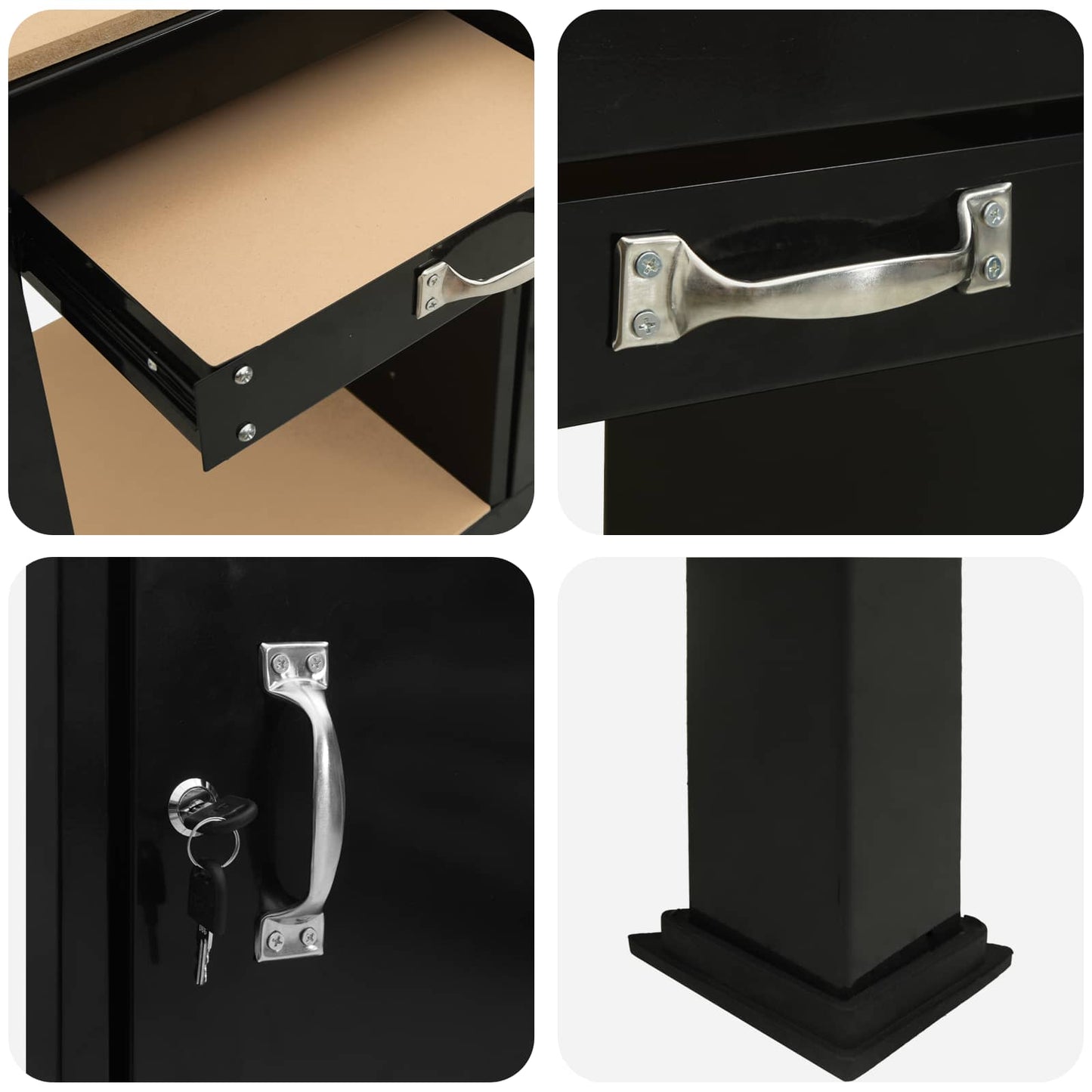 Werkbank mit Regal Schwarz 90 x 49 x 91 cm Sperrholz und Metall