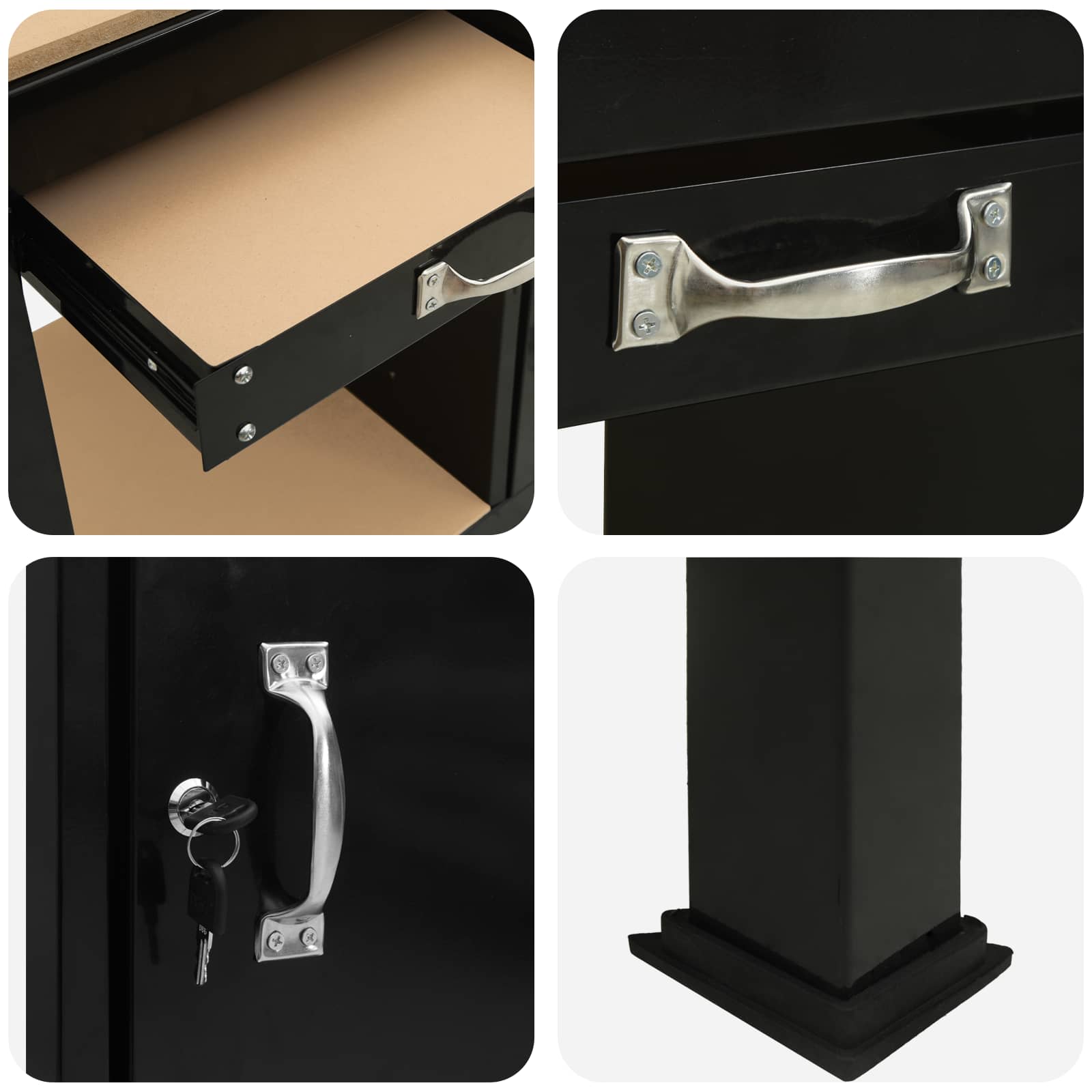 Werkbank mit Regal Schwarz 90 x 49 x 91 cm Sperrholz und Metall