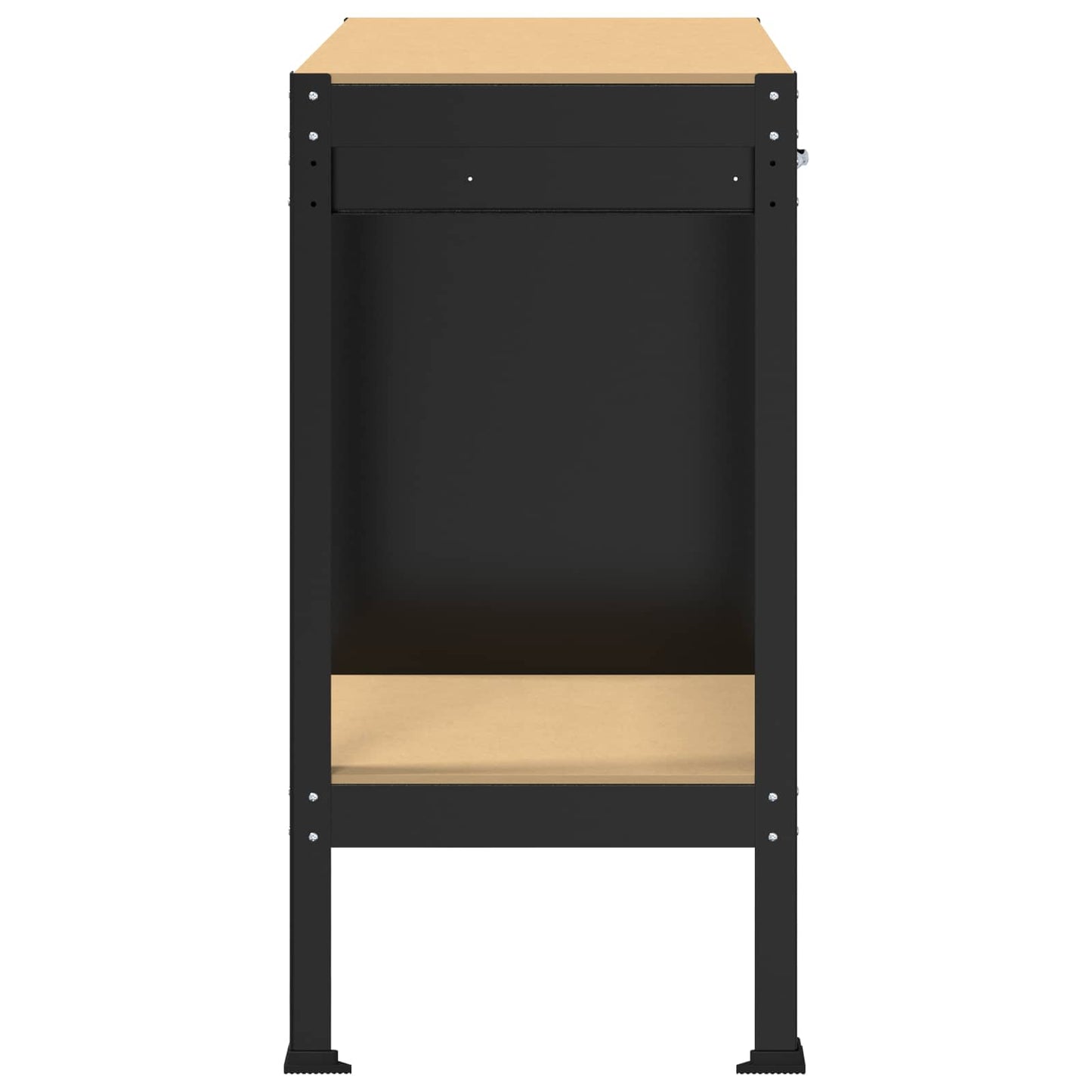 Werkbank mit Regal Schwarz 90 x 49 x 91 cm Sperrholz und Metall