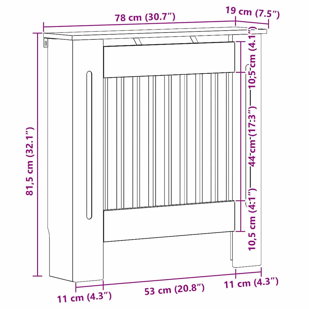 Heizkörperabdeckung Altholz 78 x 19 x 81,5 cm Holzwerkstoff