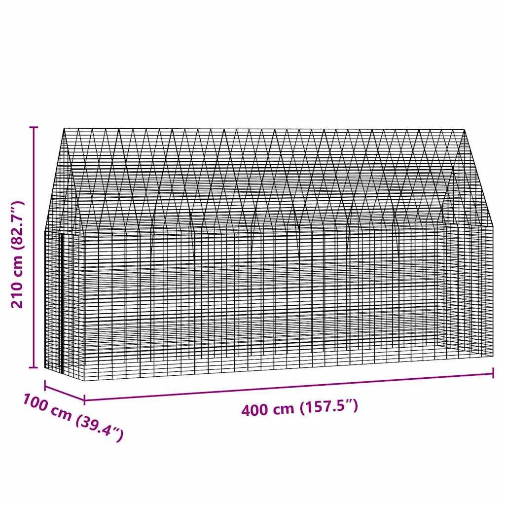 Hasenkäfig Silber 400 x 100 x 210 cm Verzinkter Stahl