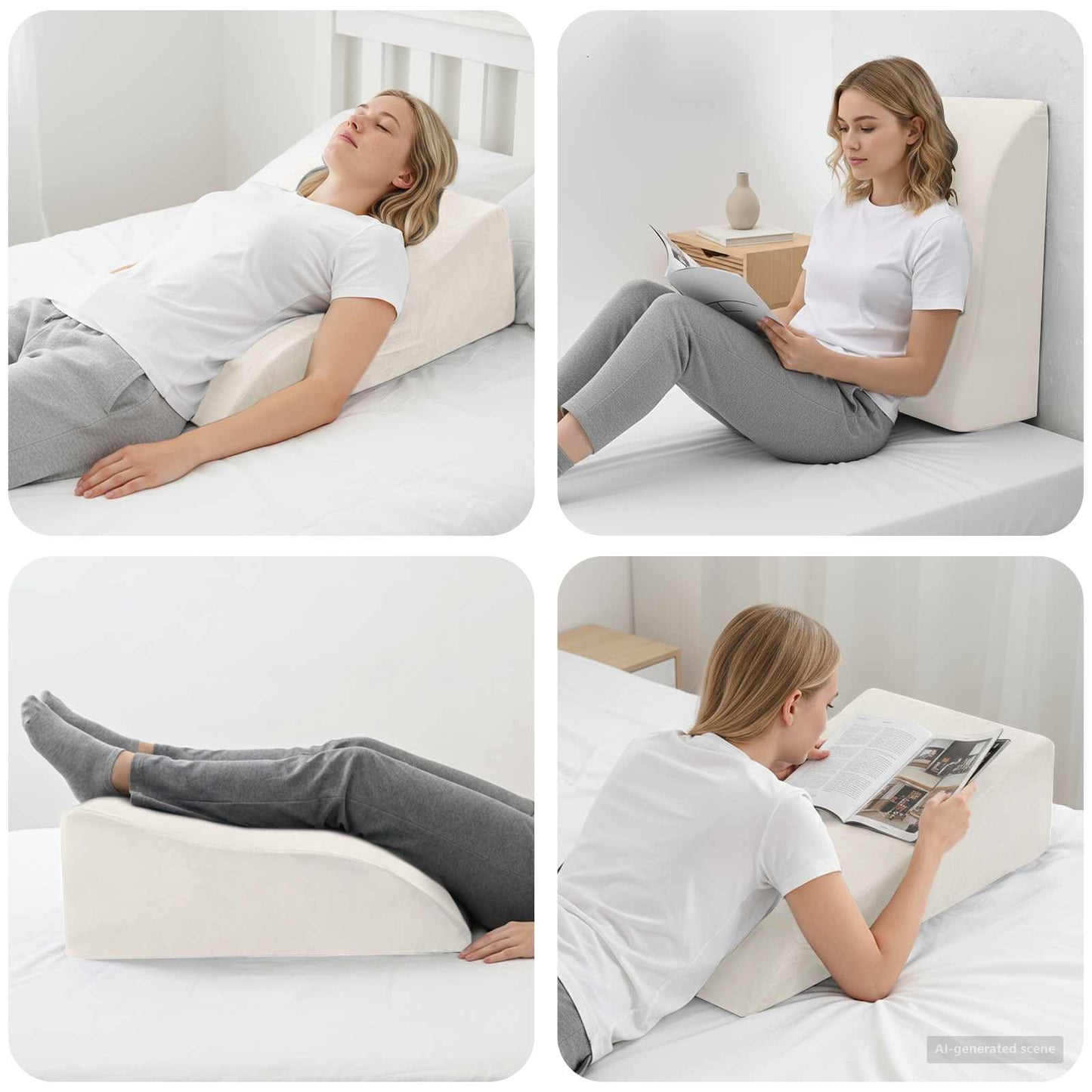 Beinkissen 68 x 40 x 21,5 cm PU-Schaum Weiß