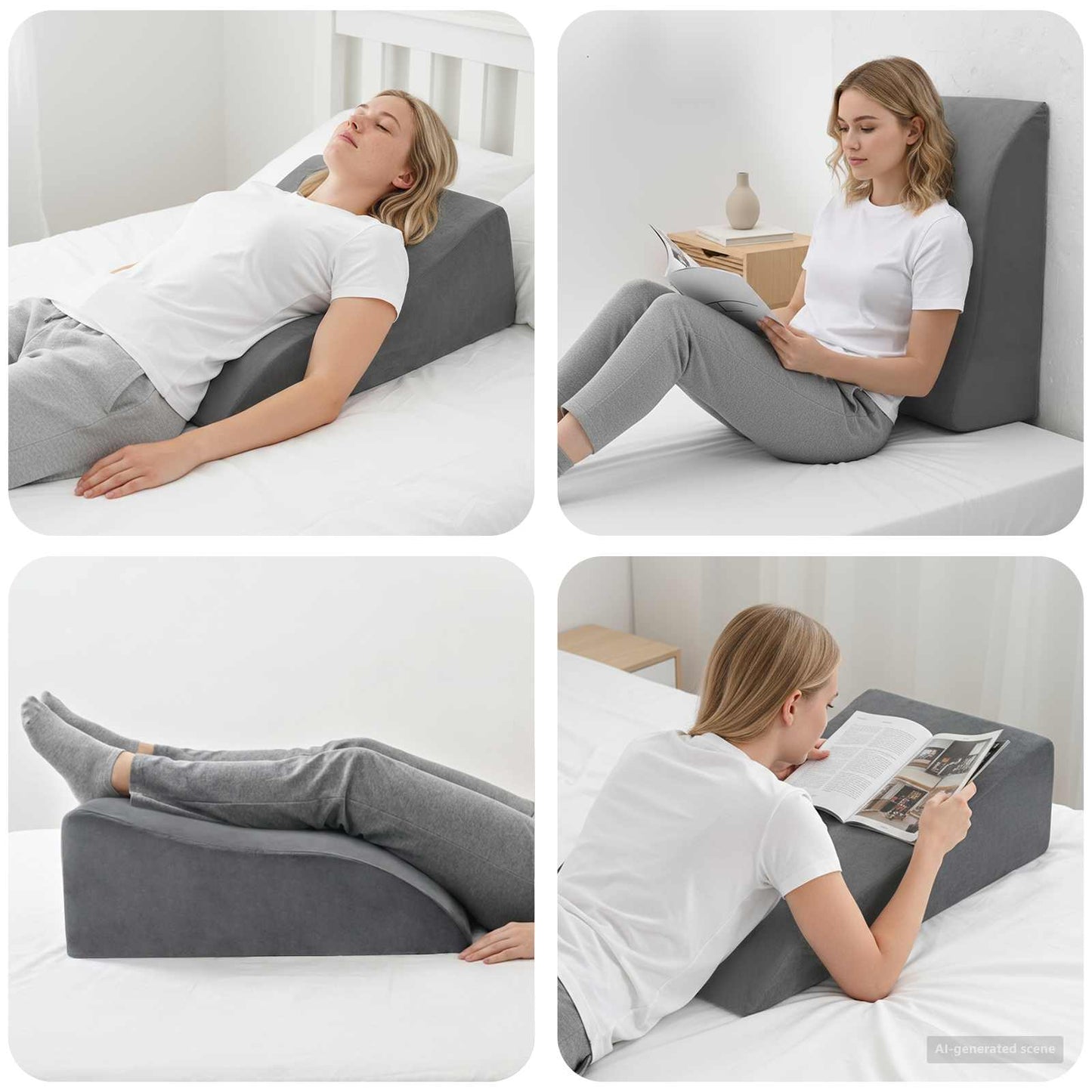 Beinkissen 68 x 40 x 18 cm PU-Schaum Grau