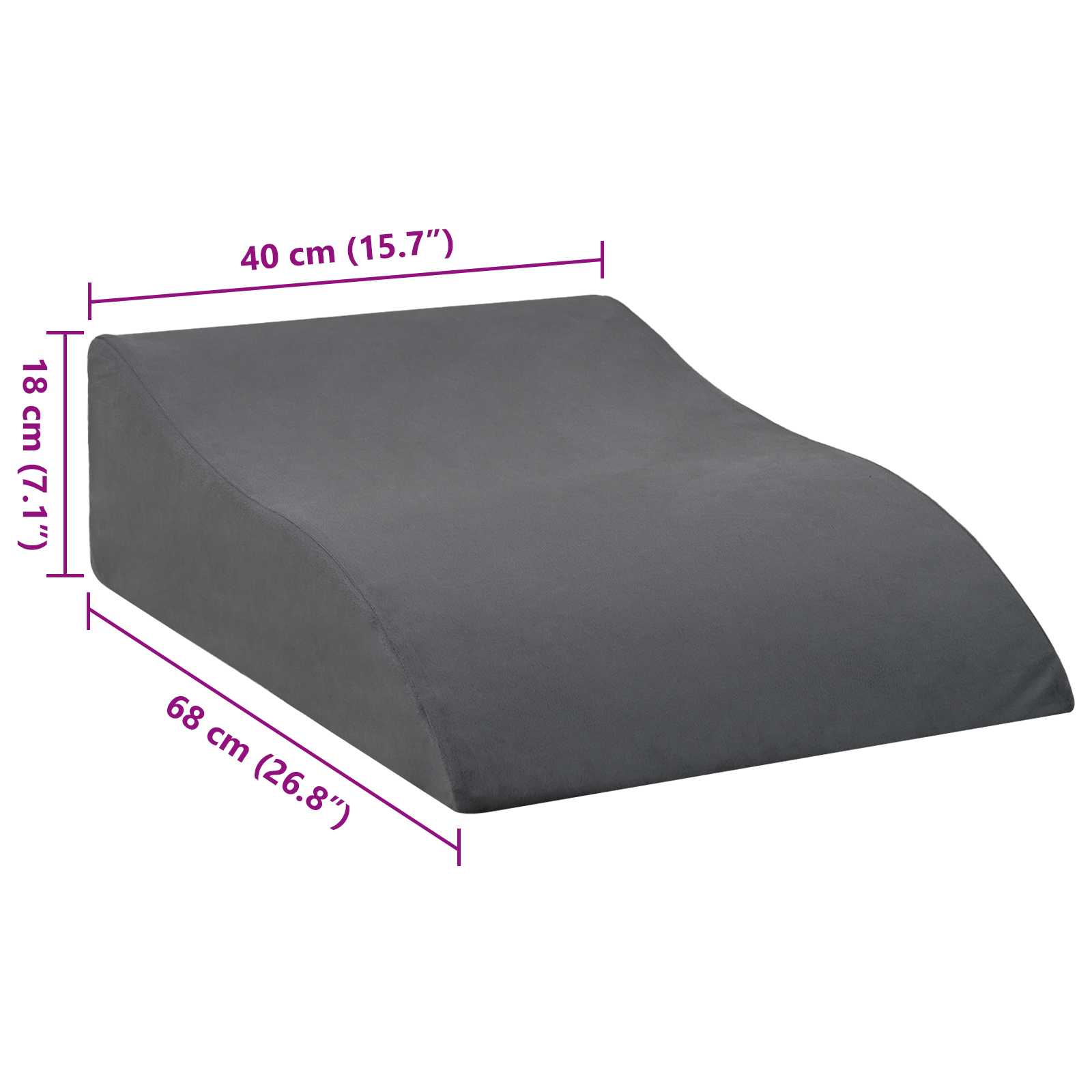 Beinkissen 68 x 40 x 18 cm PU-Schaum Grau