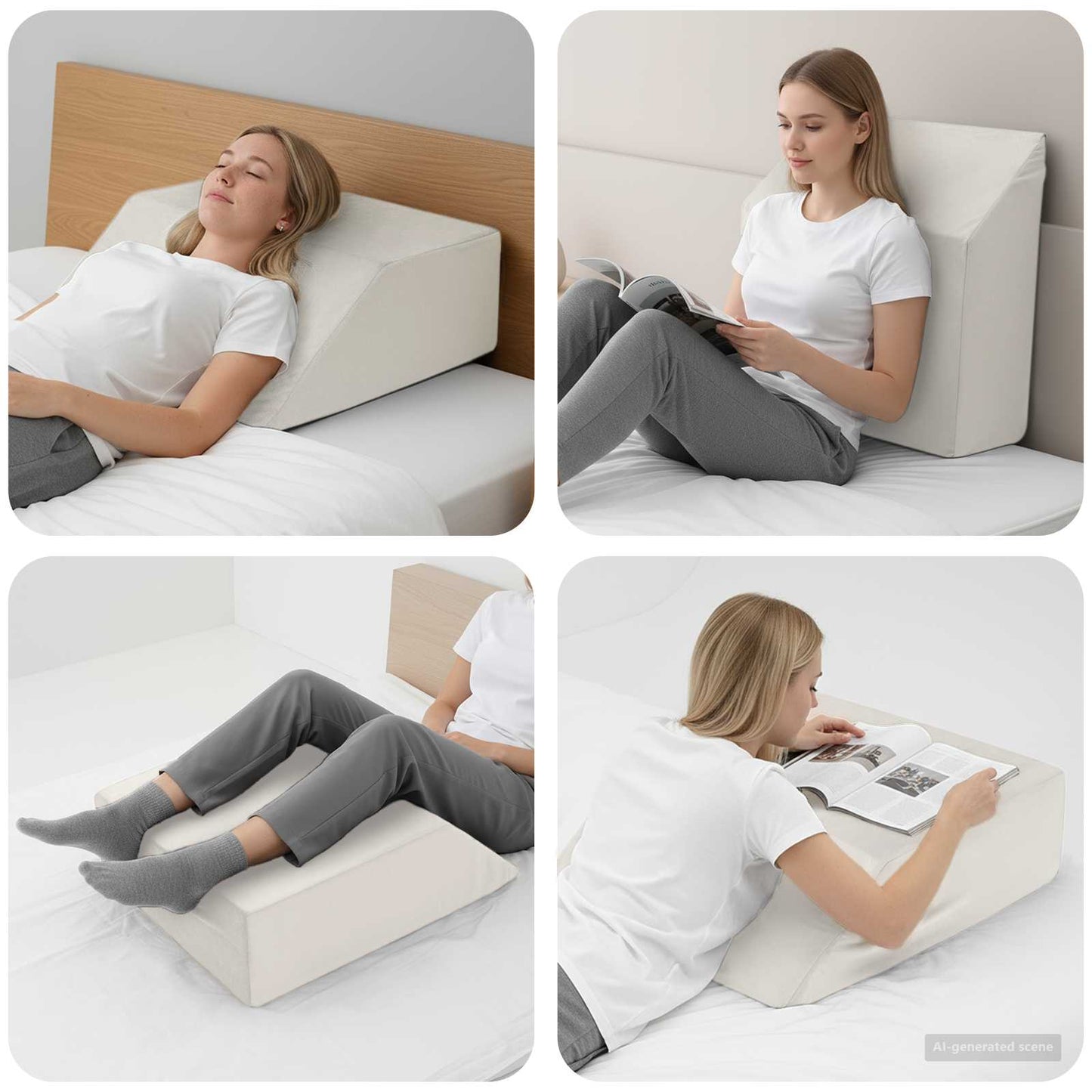 Beinkissen 63 x 52 x 19,5 cm Fest PU-Schaum Weiß