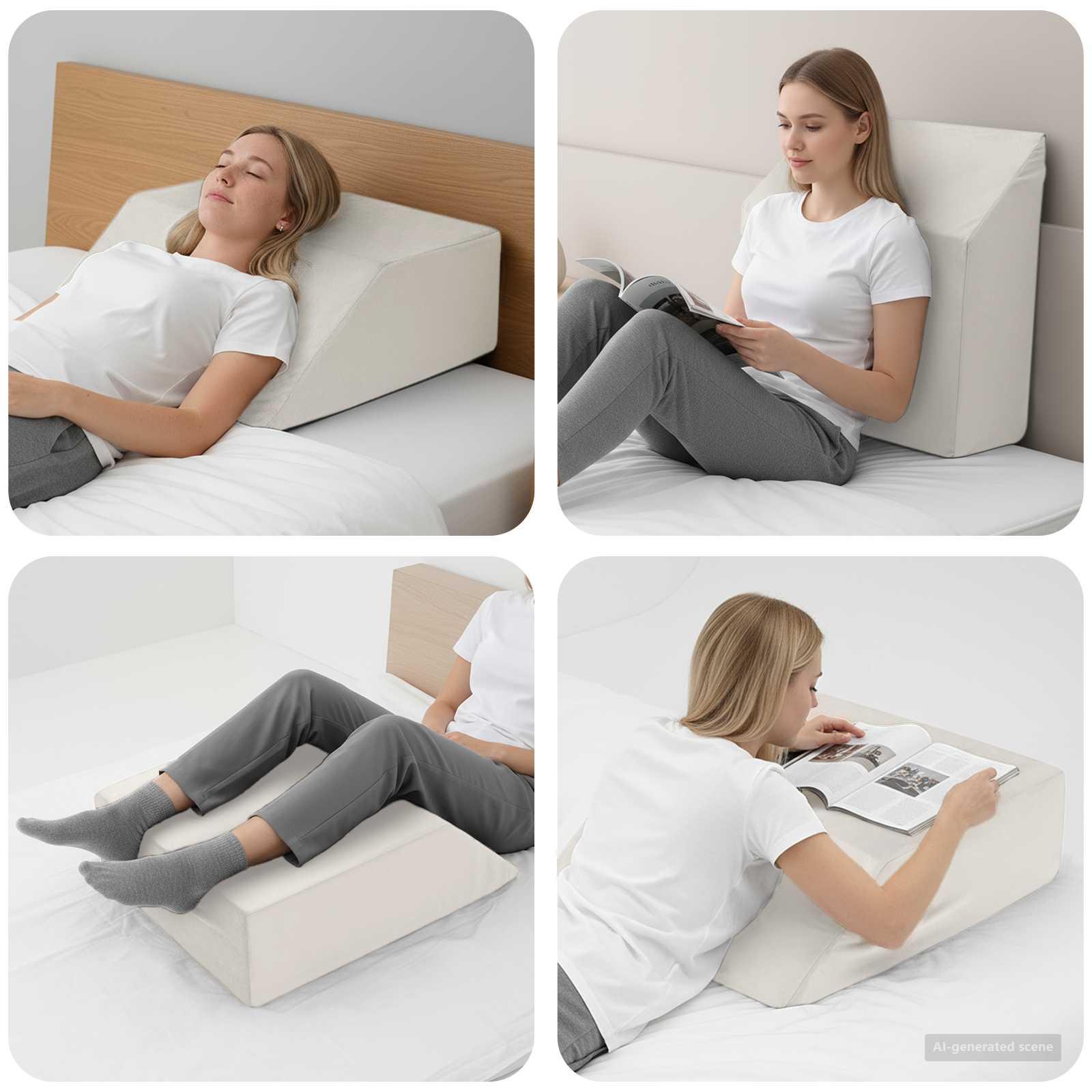 Beinkissen 63 x 52 x 19,5 cm Fest PU-Schaum Weiß
