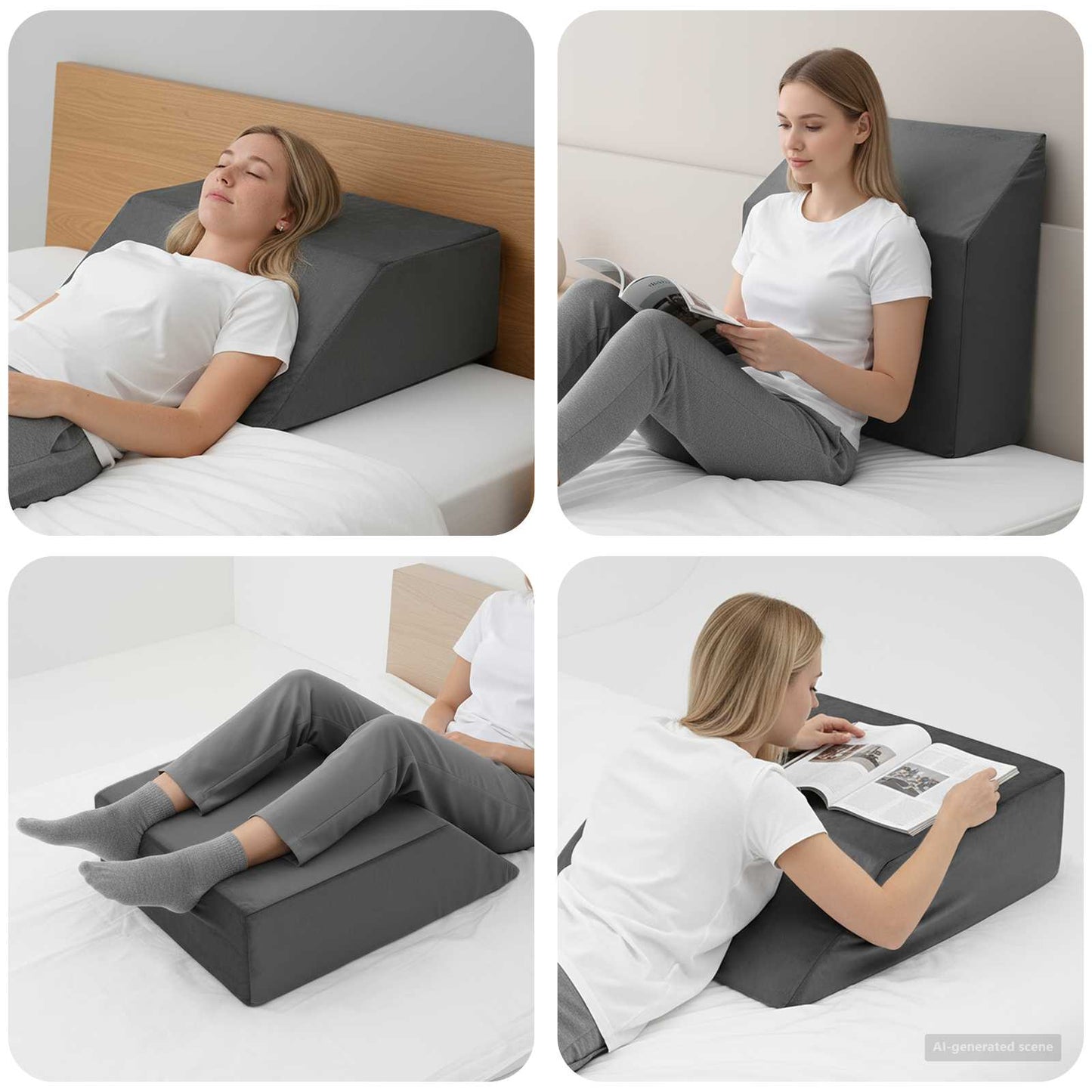 Beinkissen 63 x 52 x 19 cm Fest PU-Schaum Grau