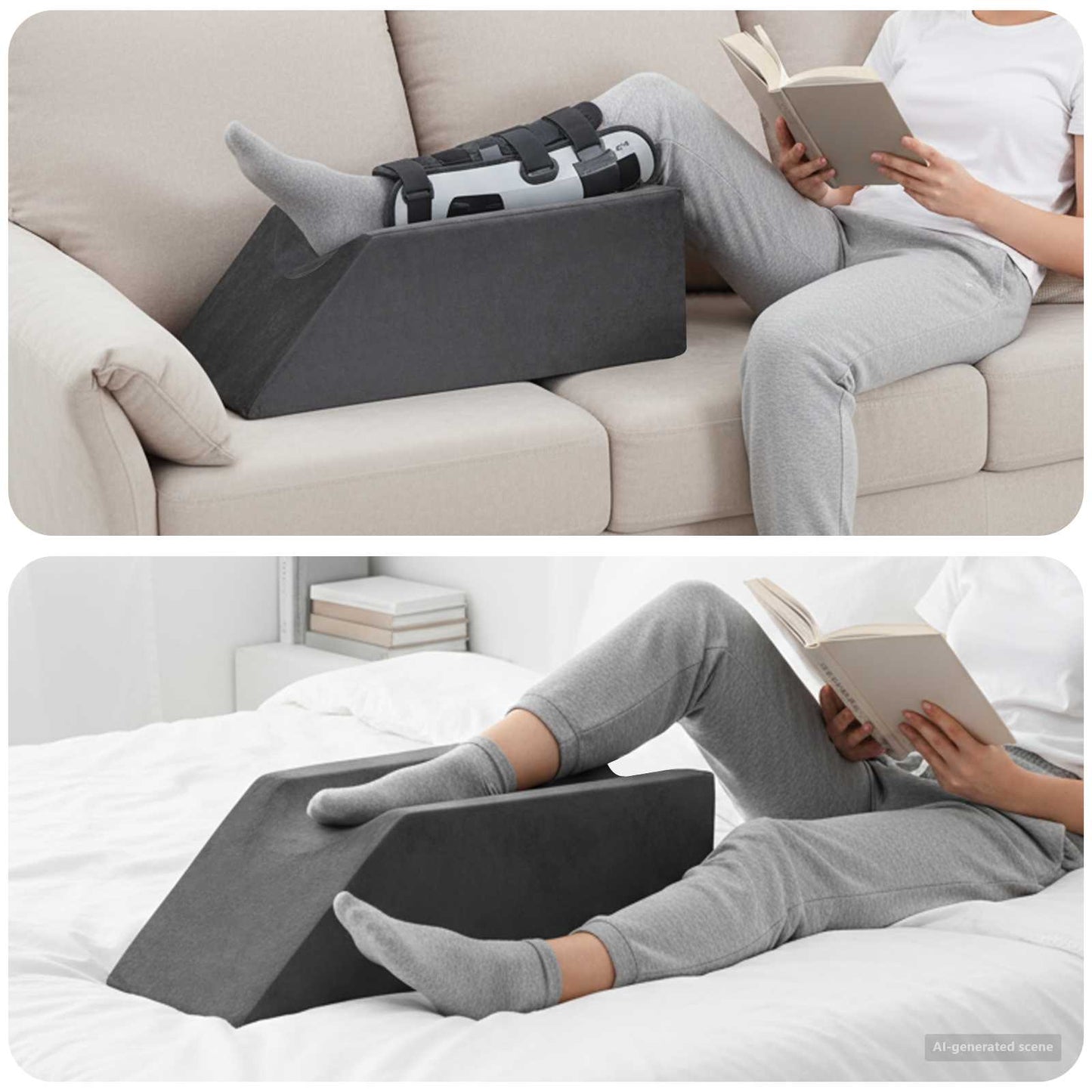 Beinkissen 68 x 25 x 21,5 cm Fest PU-Schaum Grau