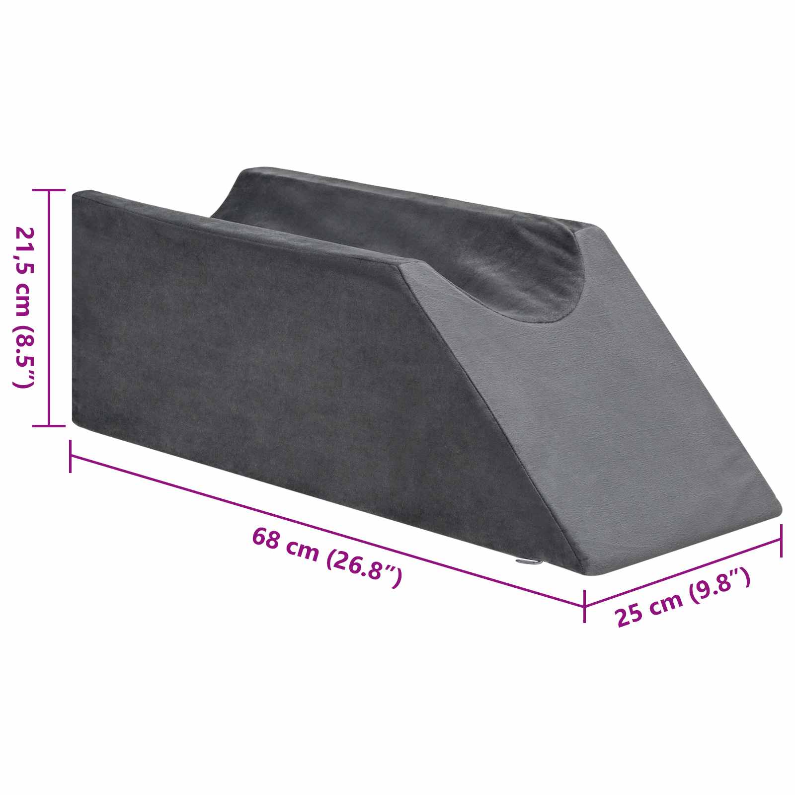 Beinkissen 68 x 25 x 21,5 cm Fest PU-Schaum Grau