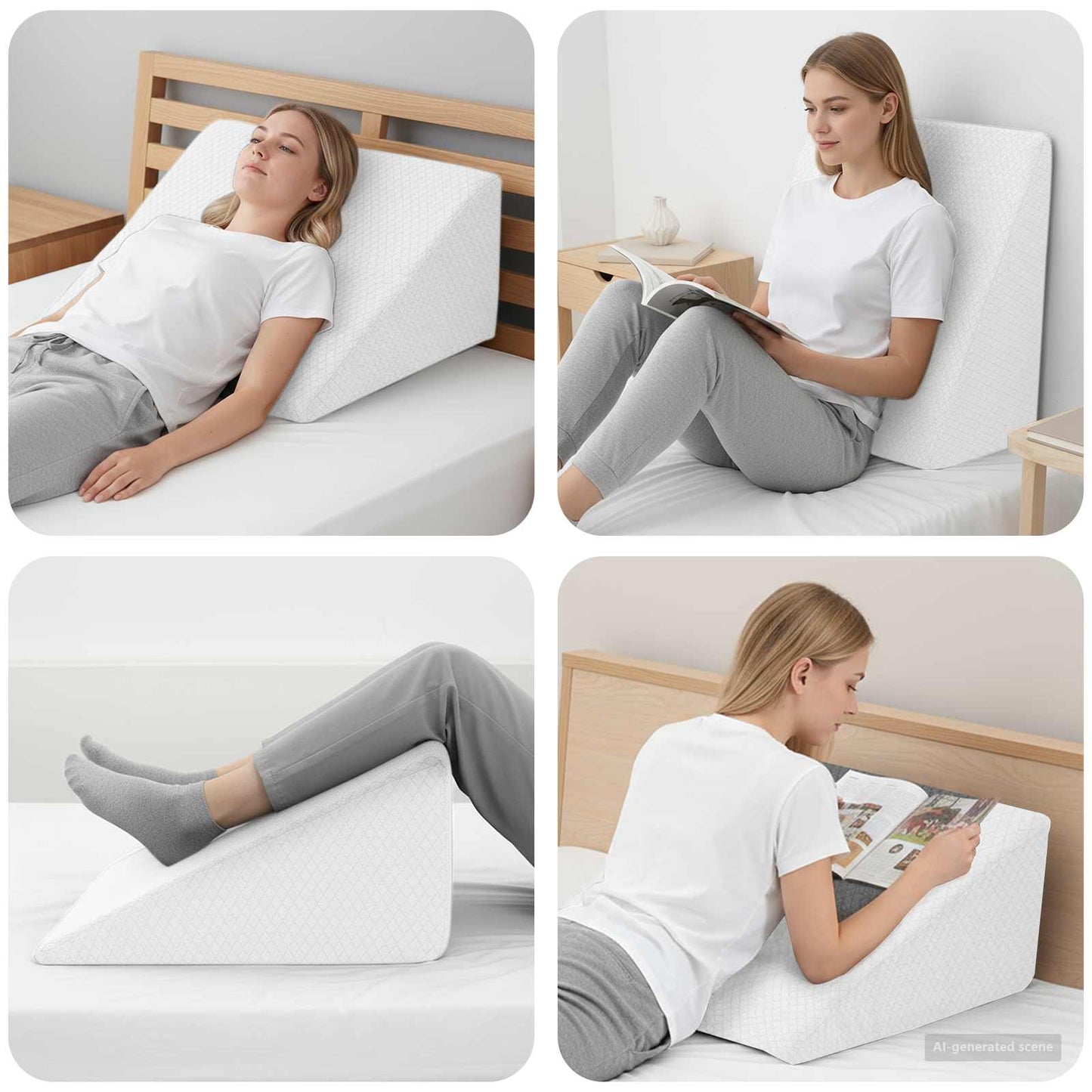 Beinkissen 60 x 50 x 30 cm Weich Viscoschaum Weiß