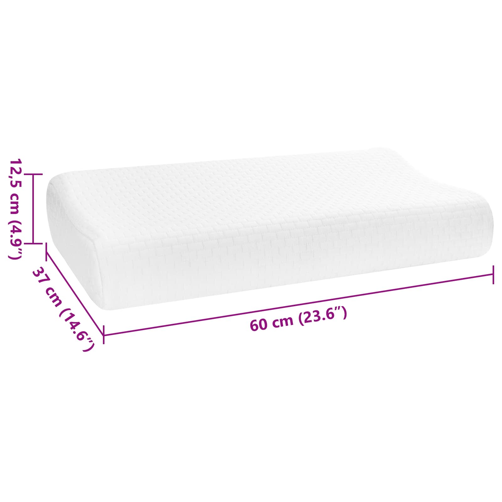 Schlafkissen 60 x 37 x 12,5 cm Mittel Viscoschaum Weiß