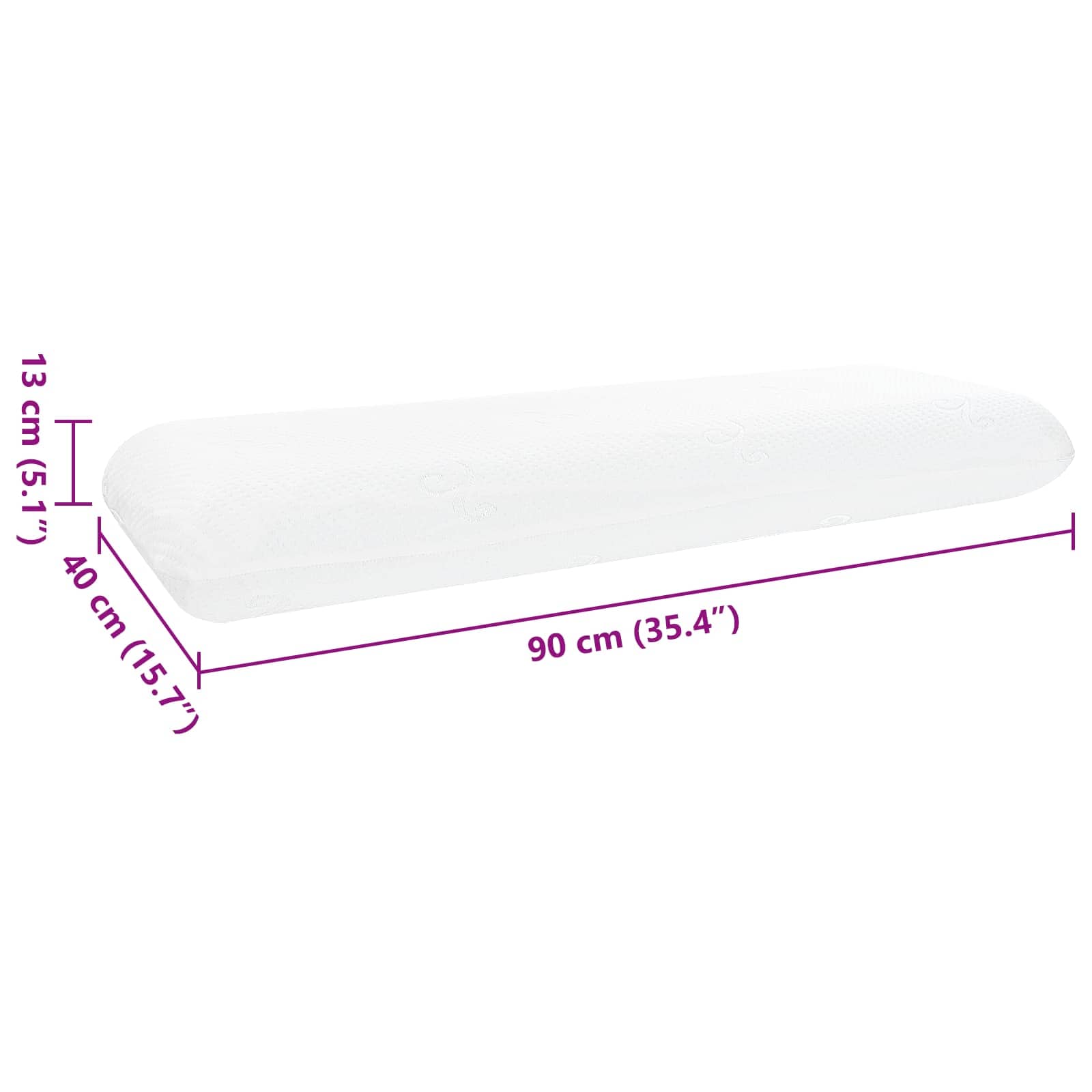Schlafkissen 90 x 40 x 13 cm Mittel Gel-Speicherschaum Weiß