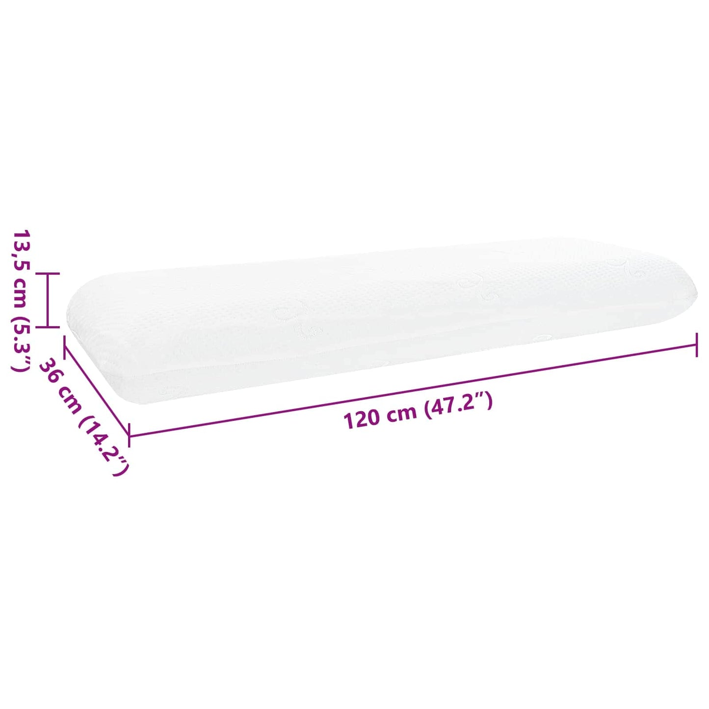 Schlafkissen 120 x 36 x 13 cm Mittel Gel-Speicherschaum Weiß