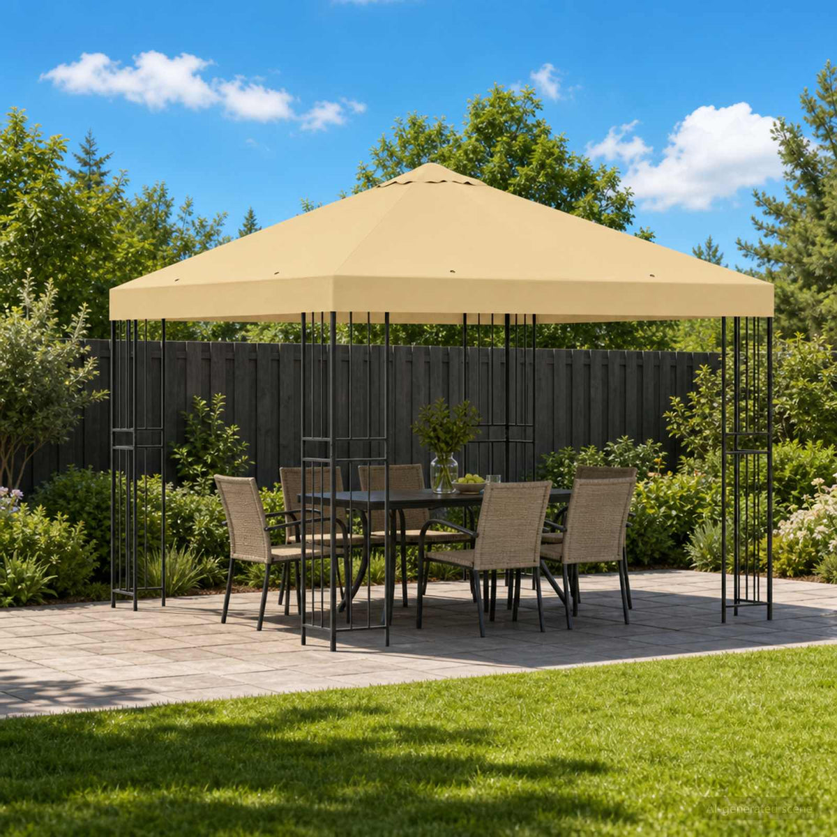 Pavillon 3 x 3 m Creme Polyester und Stahl 190 gsm