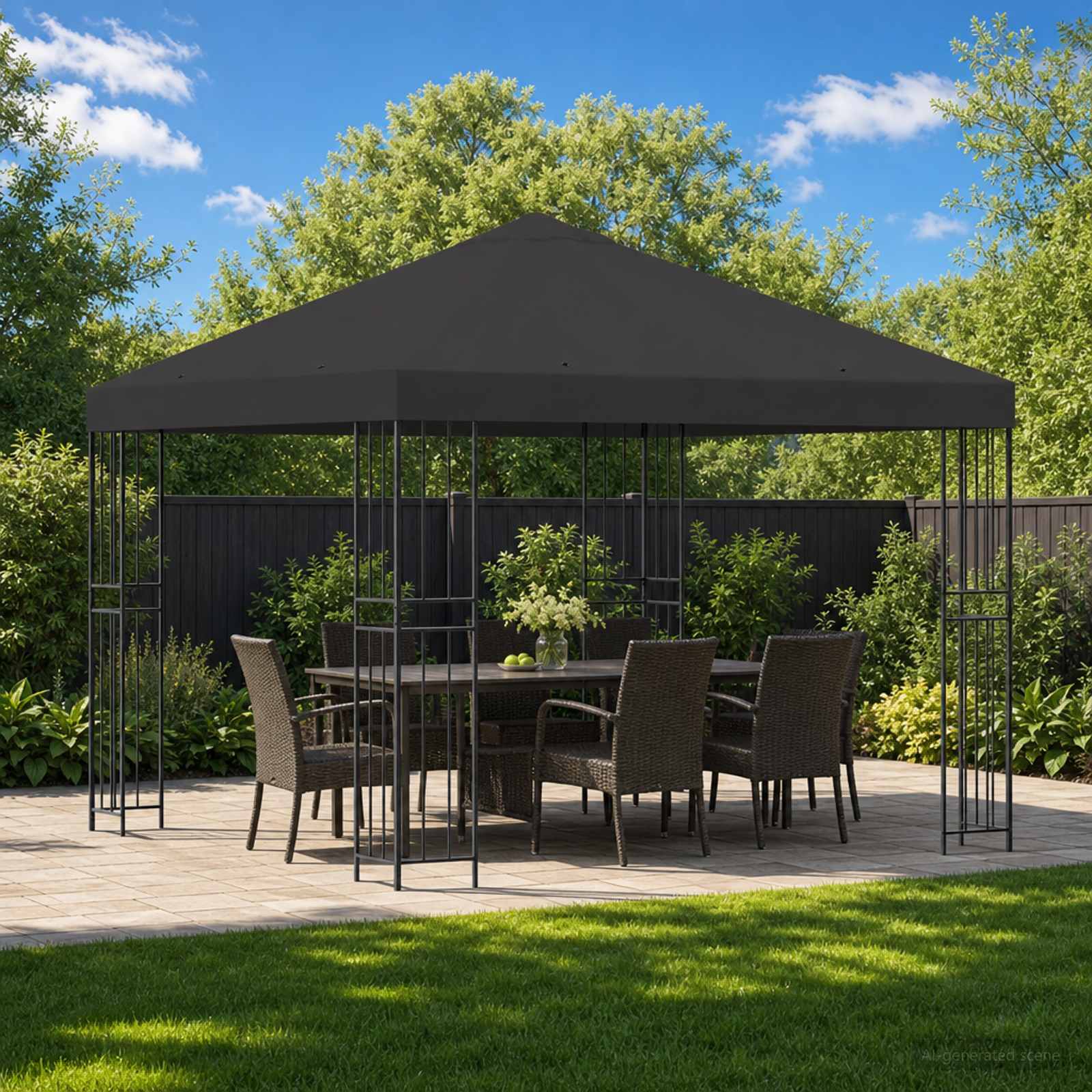 Pavillon 3 x 3 m Anthrazit Polyester und Stahl 190 gsm