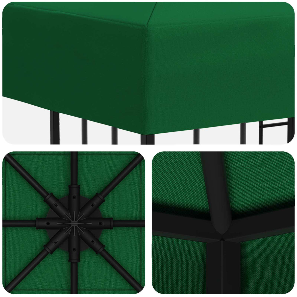 Pavillon 3 x 3 m Grün Polyester und Stahl 190 gsm