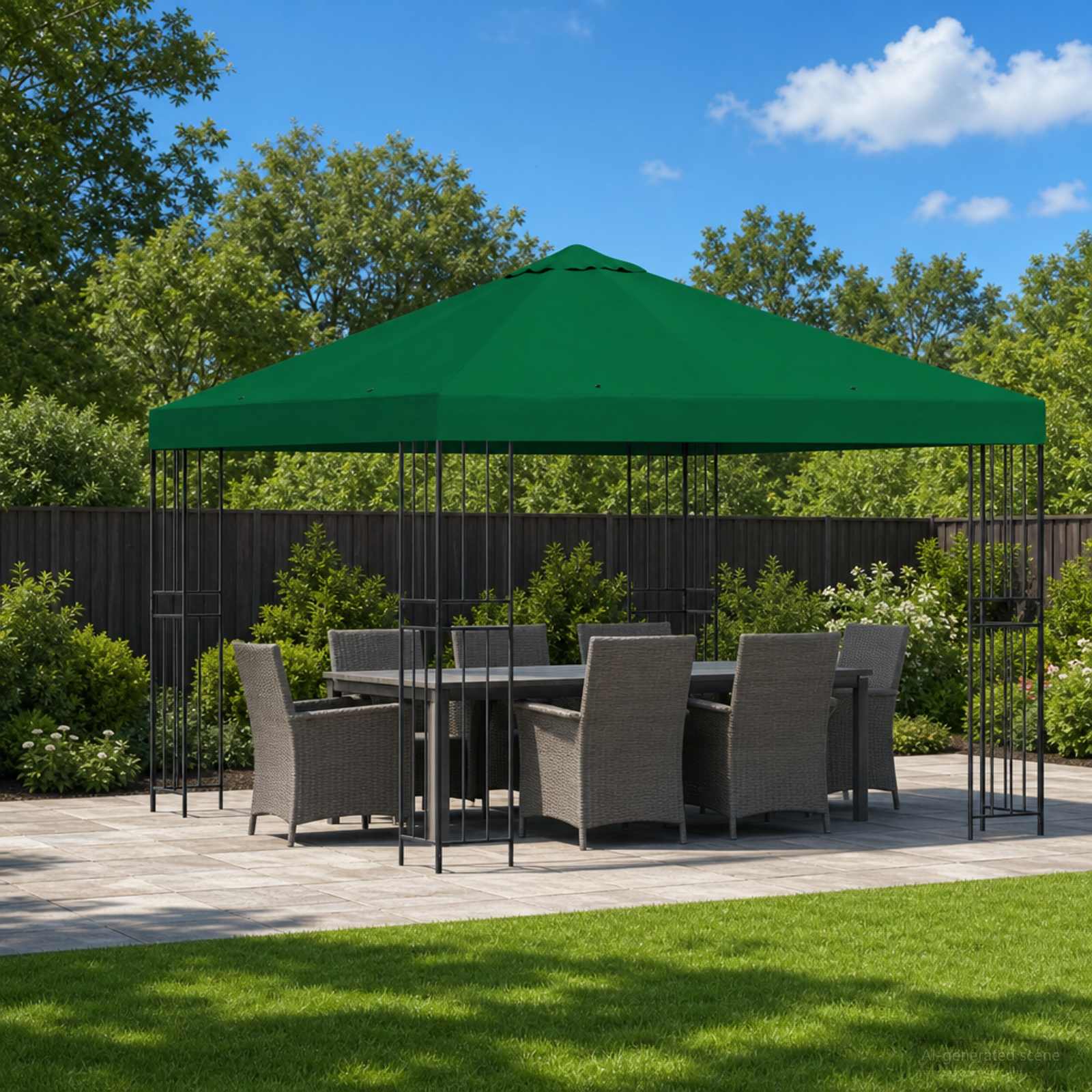 Pavillon 3 x 3 m Grün Polyester und Stahl 190 gsm