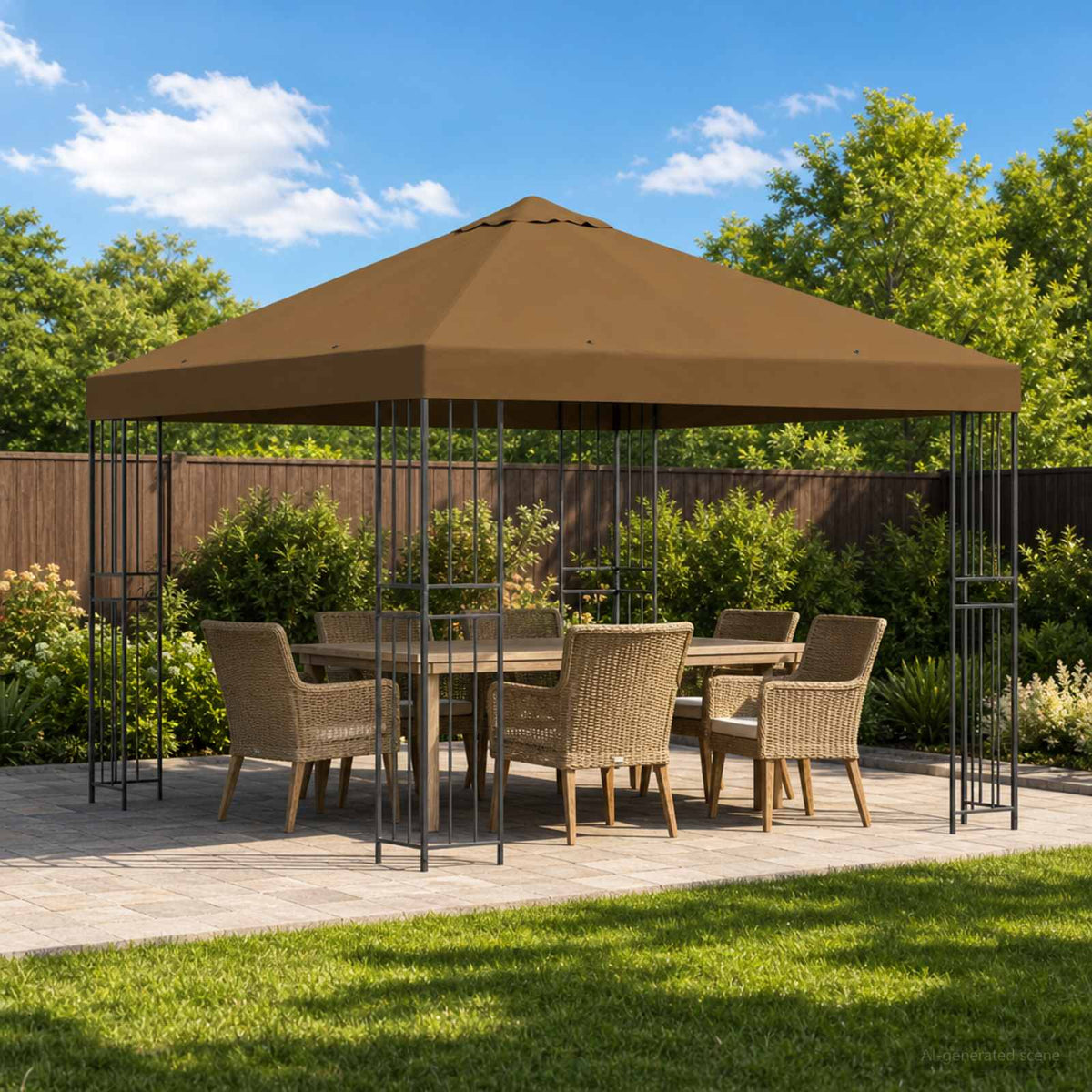 Pavillon 3 x 3 m Taupe Polyester und Stahl 190 gsm