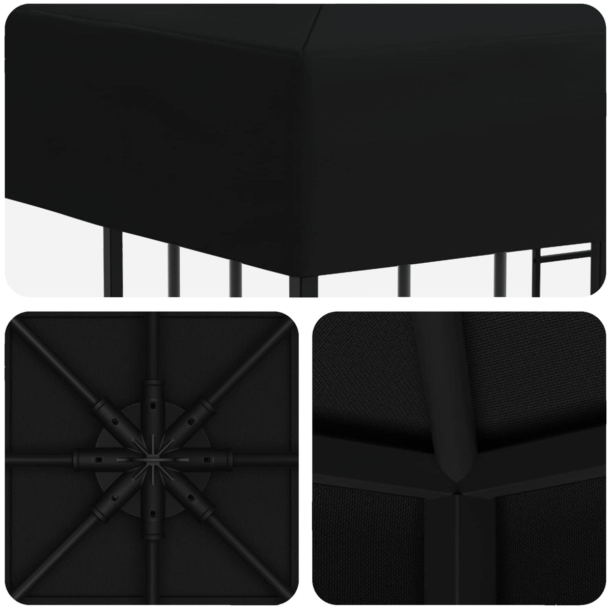 Pavillon 3 x 3 m Schwarz Polyester und Stahl 190 gsm