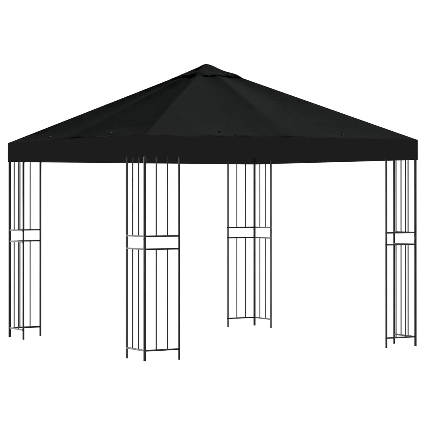 Pavillon 3 x 3 m Schwarz Polyester und Stahl 190 gsm