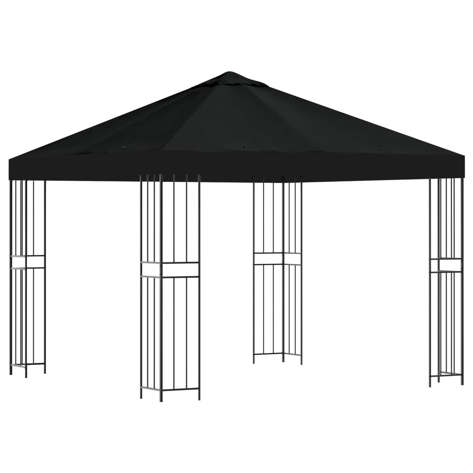 Pavillon 3 x 3 m Schwarz Polyester und Stahl 190 gsm