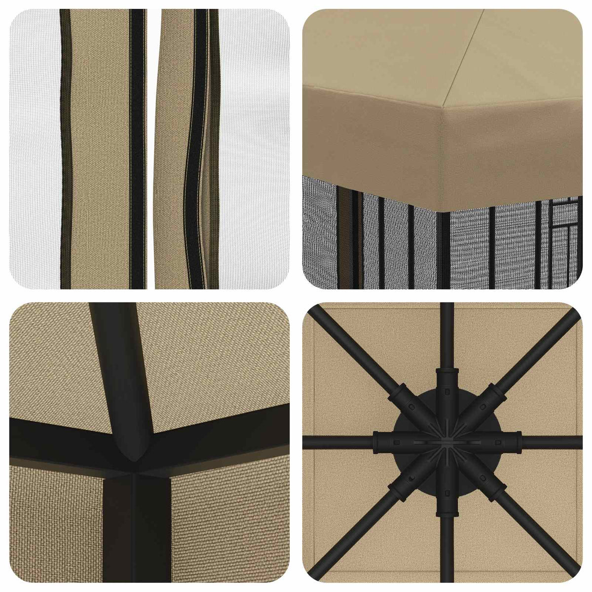 Garten Pavillon mit Seitenwänden 3 x 3 m Beige