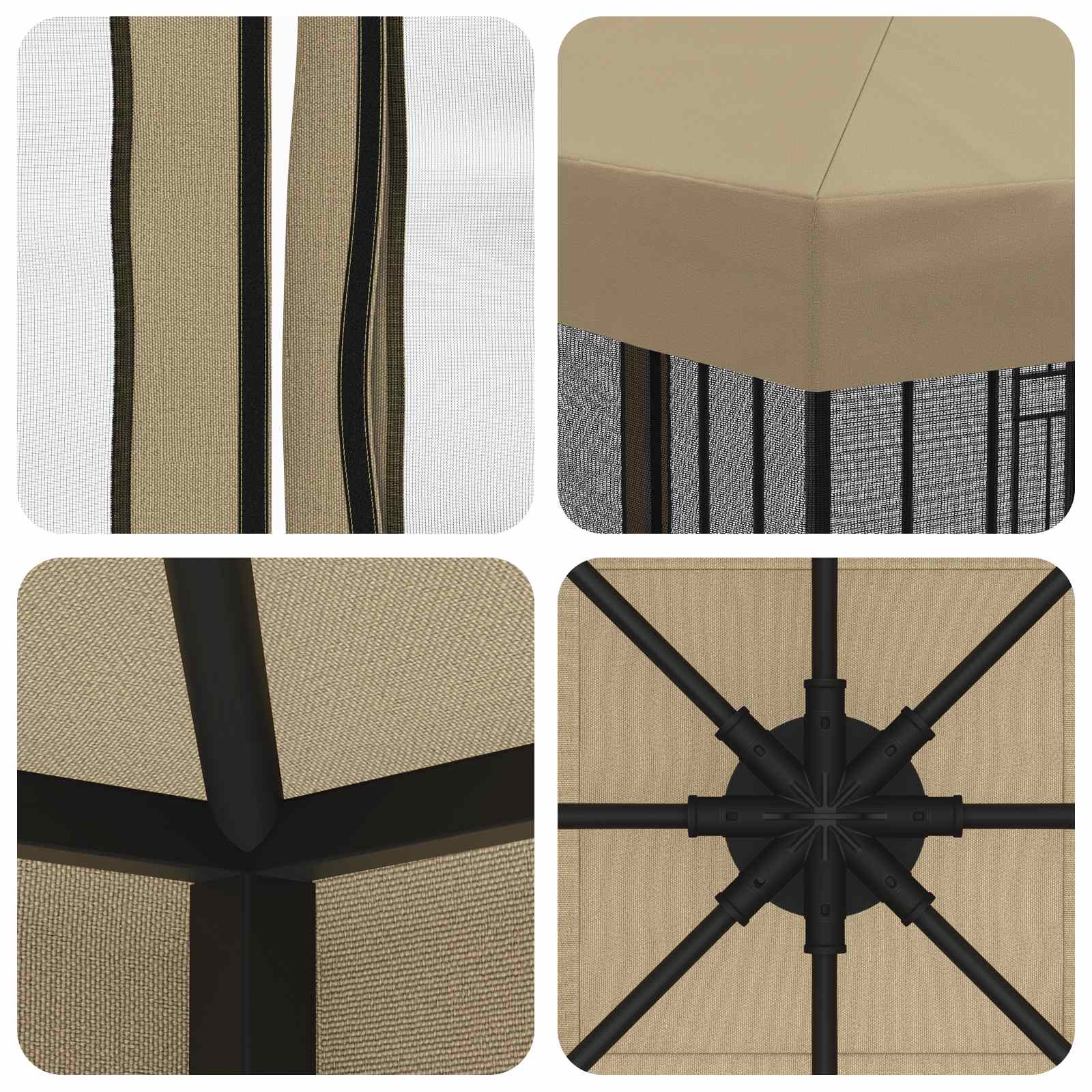 Garten Pavillon mit Seitenwänden 3 x 3 m Beige