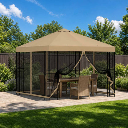 Garten Pavillon mit Seitenwänden 3 x 3 m Beige