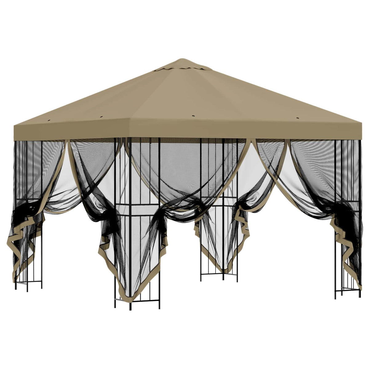 Garten Pavillon mit Seitenwänden 3 x 3 m Beige