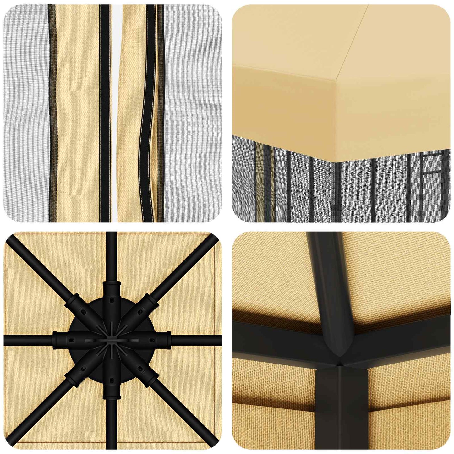 Garten Pavillon mit Seitenwänden 3 x 3 m Creme