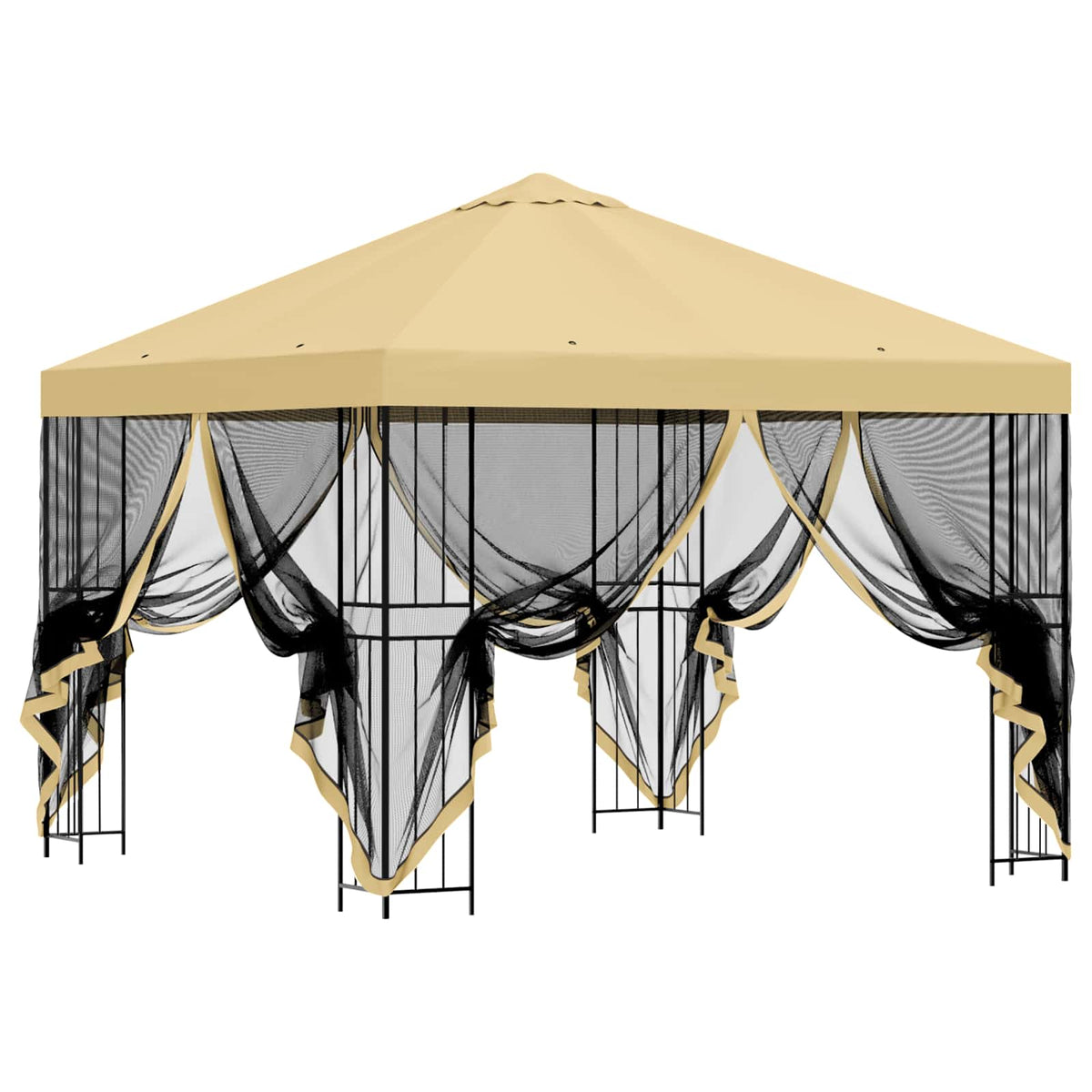 Garten Pavillon mit Seitenwänden 3 x 3 m Creme