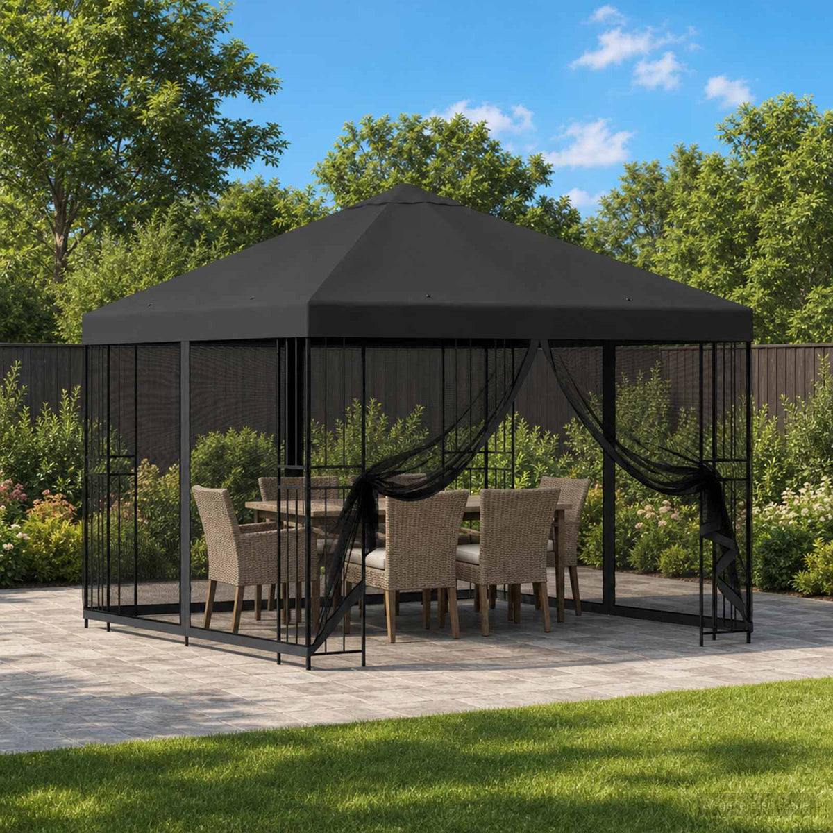 Garten Pavillon mit Seitenwänden 3 x 3 m Anthrazit