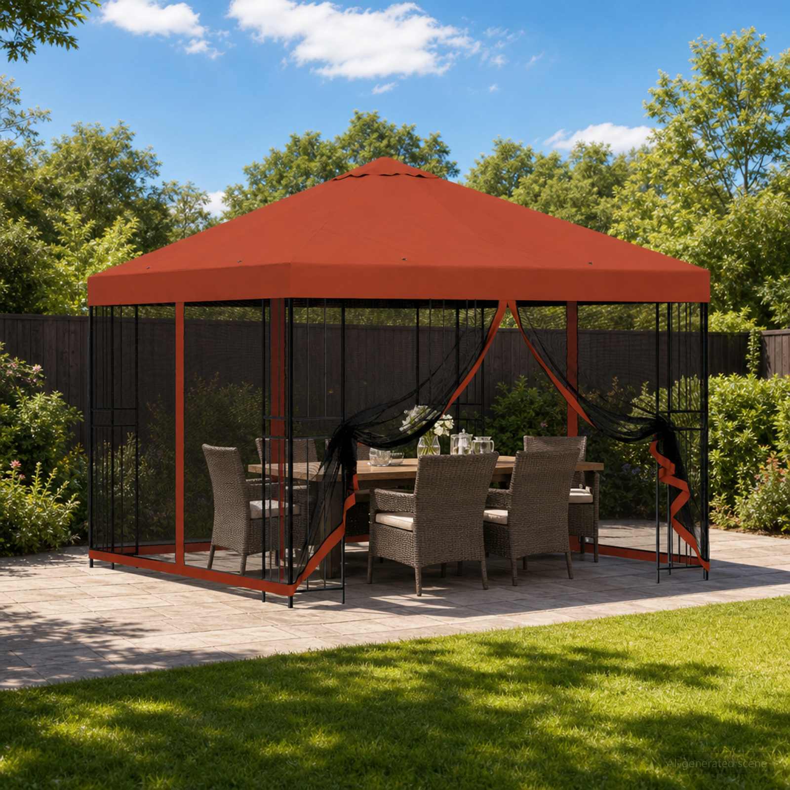 Garten Pavillon mit Seitenwänden 3 x 3 m Terrakotta