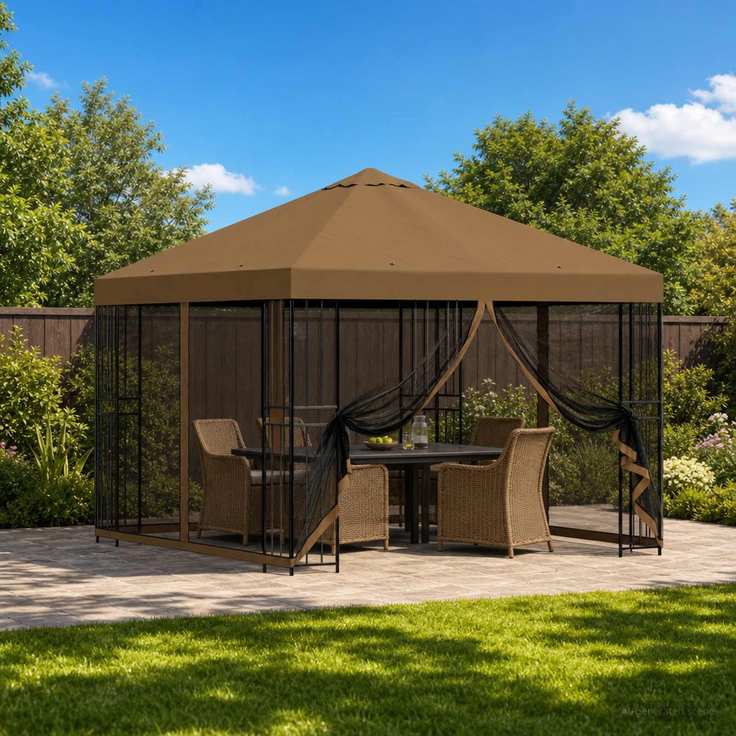 Garten Pavillon mit Seitenwänden 3 x 3 m Taupe