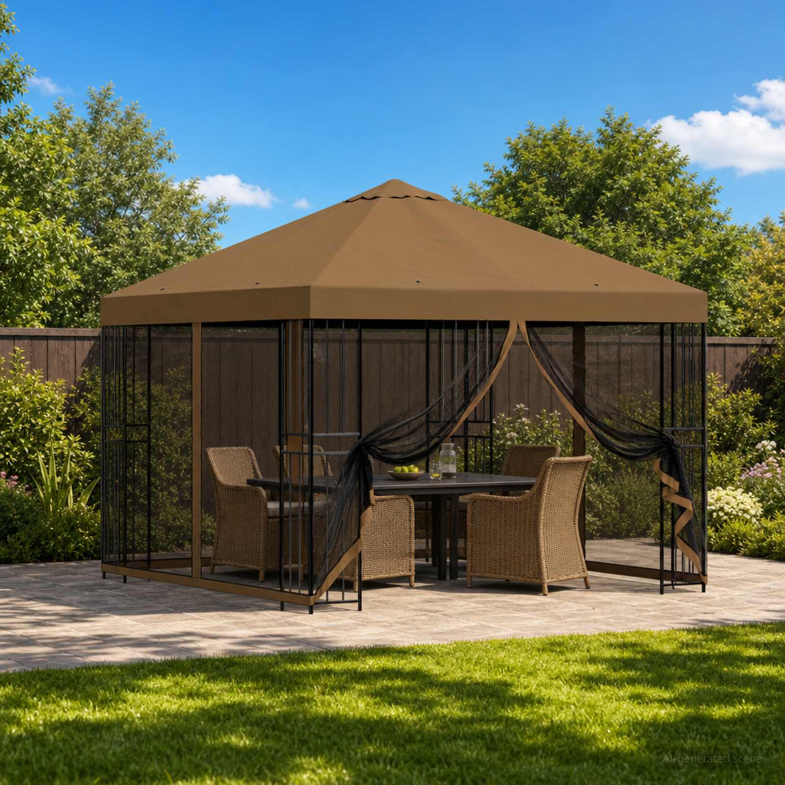 Garten Pavillon mit Seitenwänden 3 x 3 m Taupe