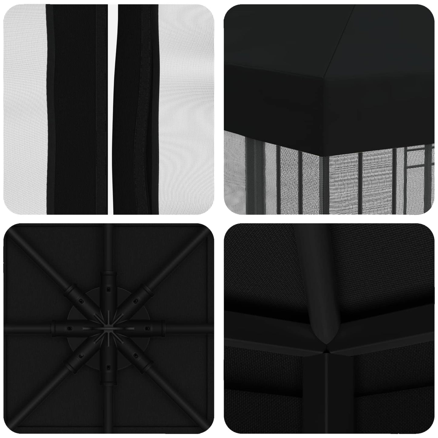 Garten Pavillon mit Seitenwänden 3 x 3 m Schwarz